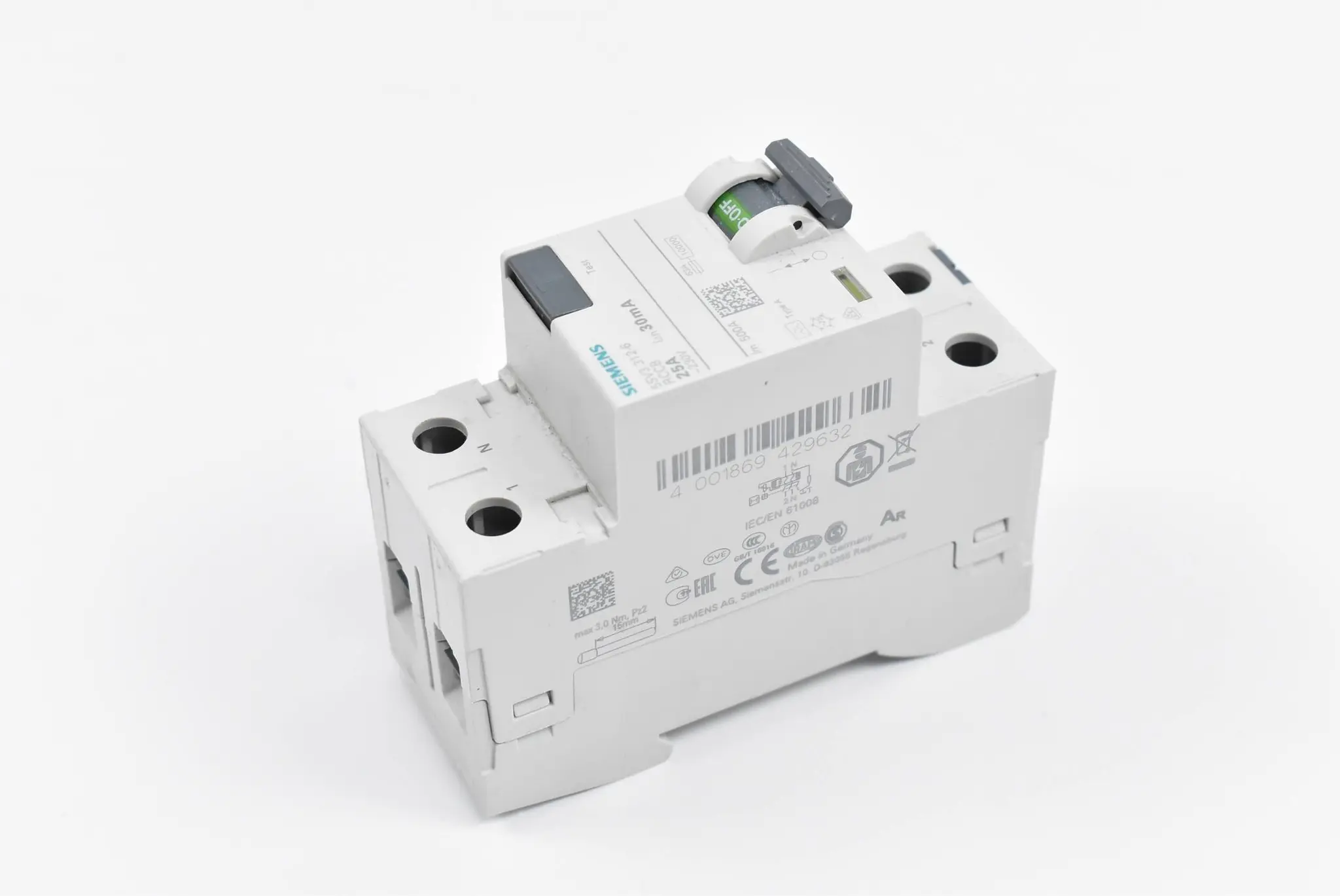 Produktfoto 1 von Siemens FI Schutzschalter 5SV3312-6 ( 5SV3 312-6 ) 2-polig