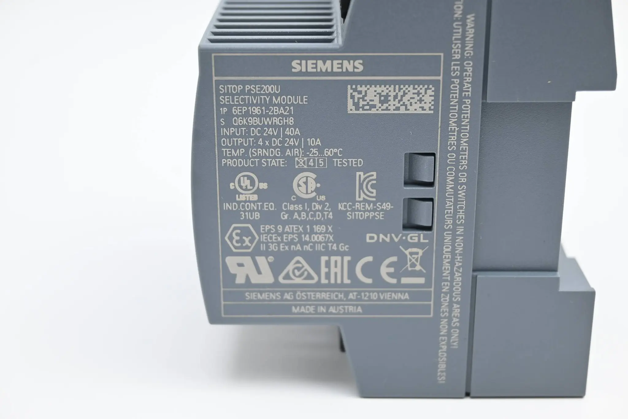Produktfoto 1 von Siemens Sitop PSE200U Selektivitätsmodul 6EP1961-2BA21 ( 6EP1 961-2BA21 )