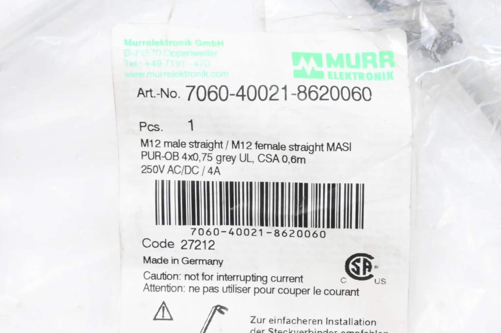 Produktfoto 1 von Murr Elektronik Steckverbinder 7060-40021-8620060