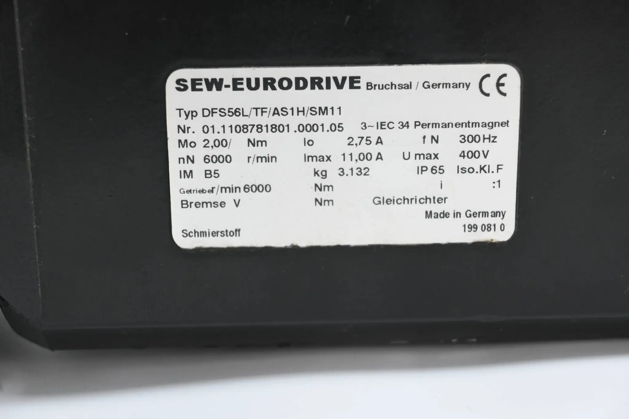 Produktfoto 1 von SEW-Eurodrive Permanentmagnet Motor DFS56L/TF/AS1H/SM11
