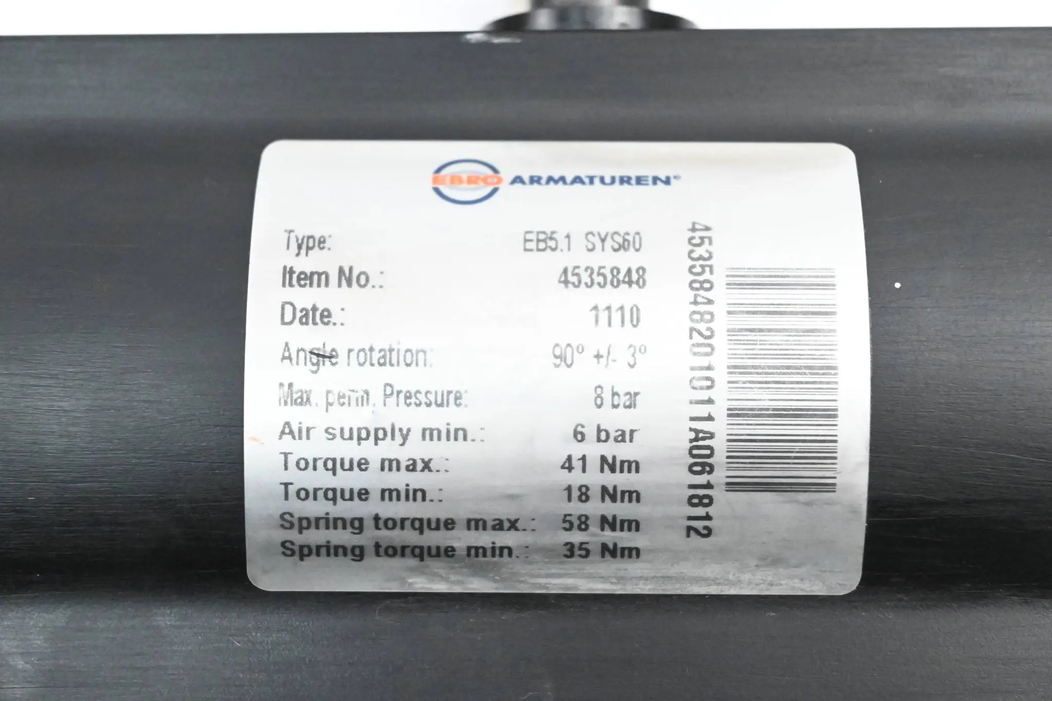 Produktfoto 1 von Ebro Armaturen Pneumatischer Antrieb EB5.1 SYS 60 inkl. Norgren 8010777