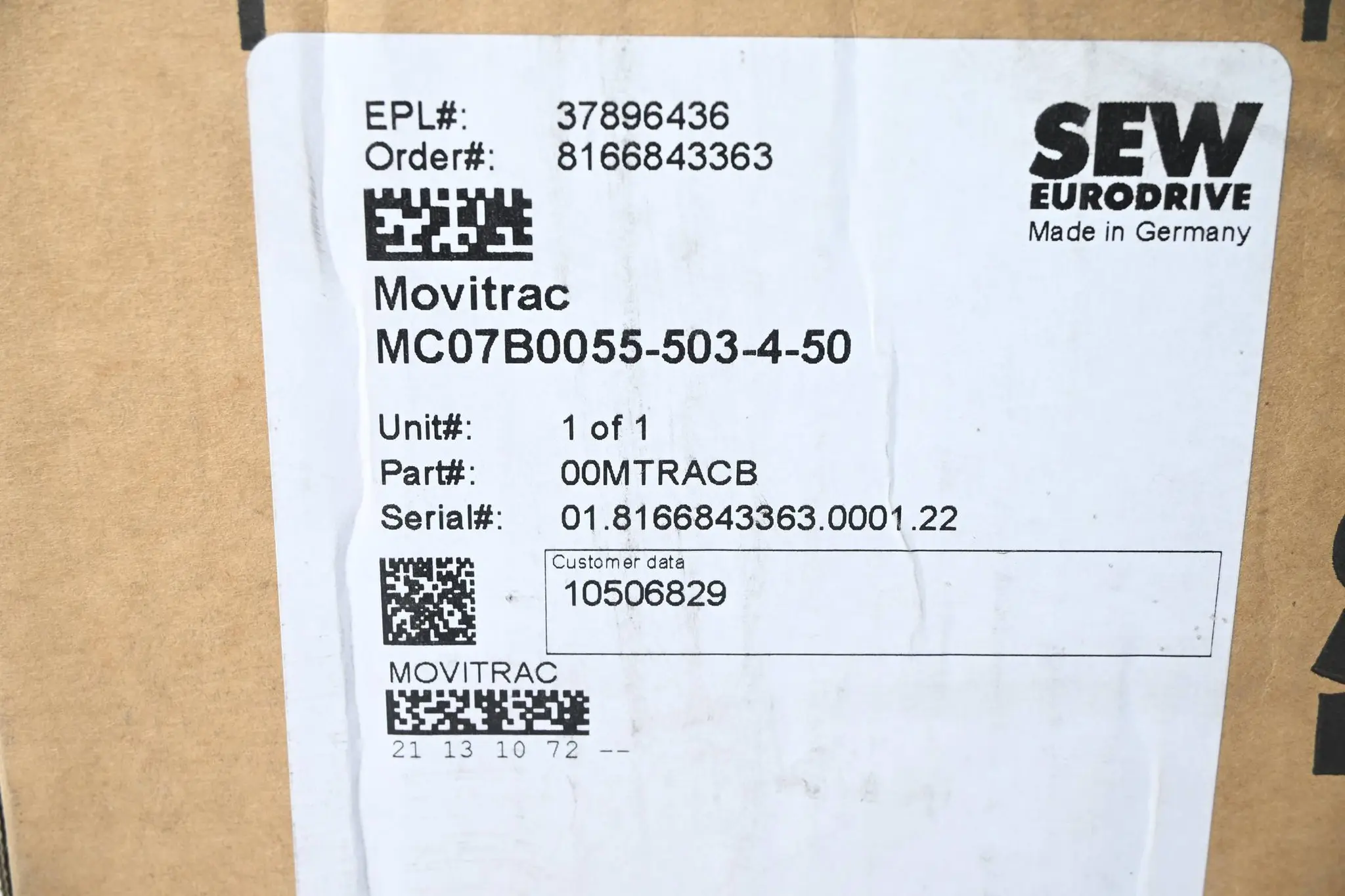 Produktfoto 1 von SEW-Eurodrive Movitrac Frequenzumrichter MC07B0055-503-4-50