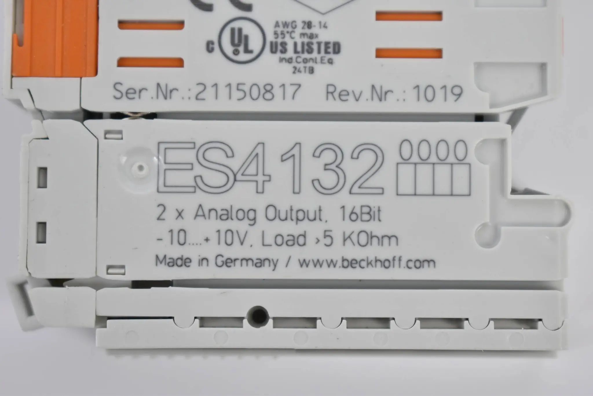 Produktfoto 1 von Beckhoff EtherCAT-Klemme 2-Kanal-Analog-Ausgang 10 V 16 Bit ES4132 ( ES 4132 )