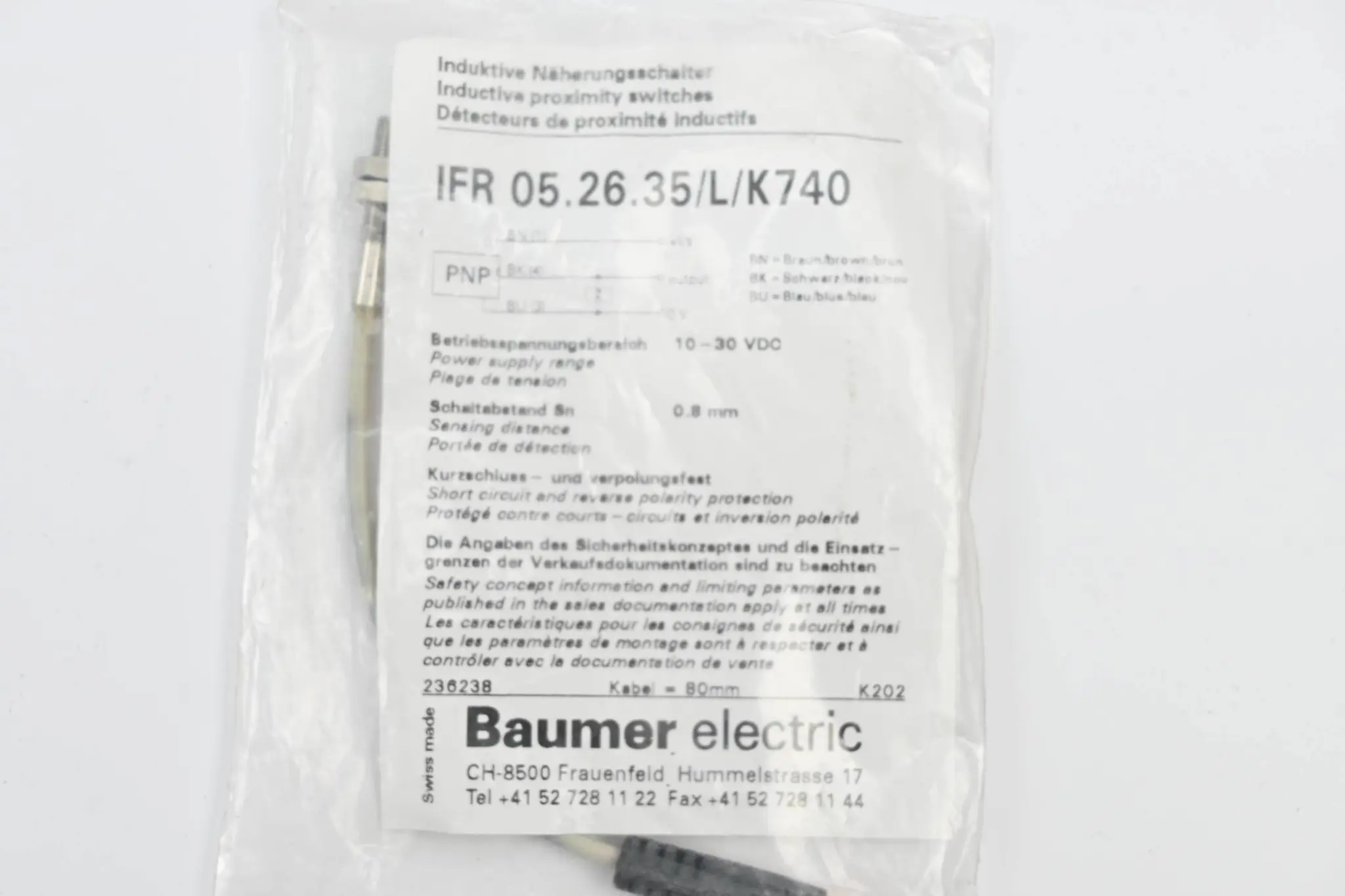 Produktfoto 1 von Baumer Induktiver Näherungsschalter IFR 05.26.35/L/K740