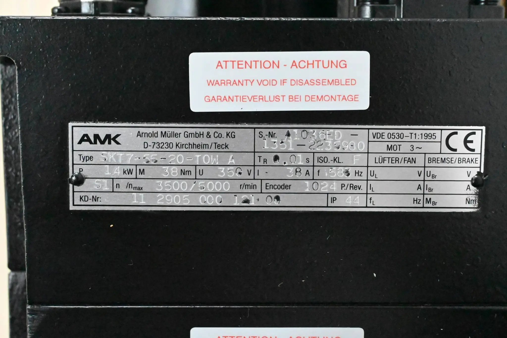Produktfoto 1 von AMK Spindasyn Hohlwellenmotor SKT7-55-20-T0W A inkl. AMK SKT7-55-20-T0W B