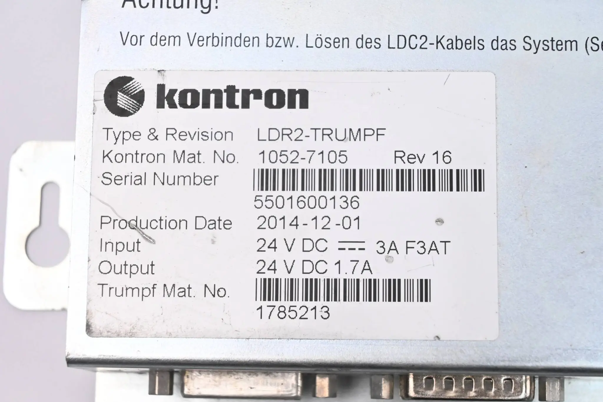 Produktfoto 1 von Kontron Industrie PC LDR2-TRUMPF ( 1052-7105 )