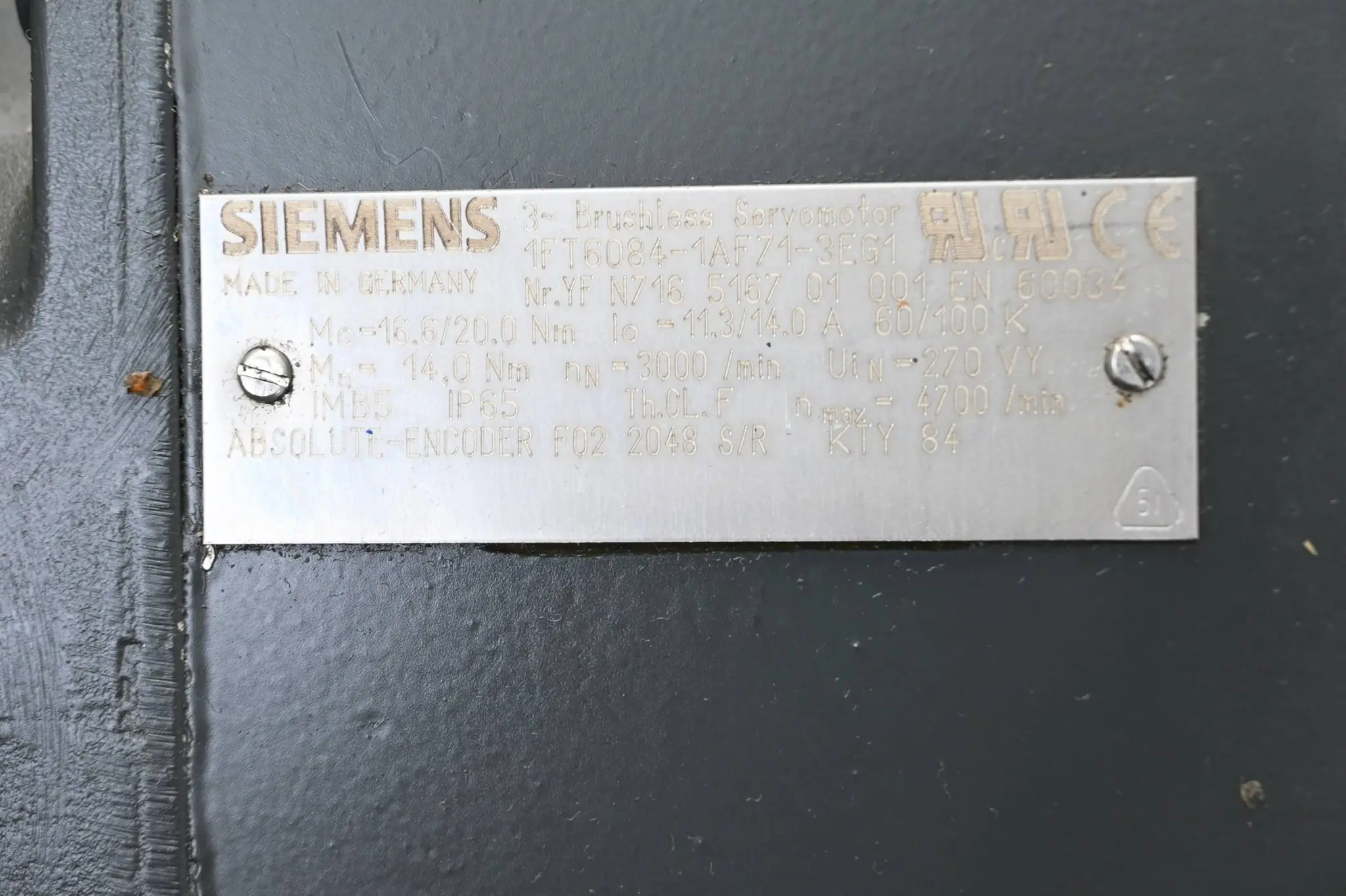 Produktfoto 1 von Siemens Servomotor 1FT6084-1AF71-3EG1 / 1FT6 084-1AF71-3EG1 + Wellenrad