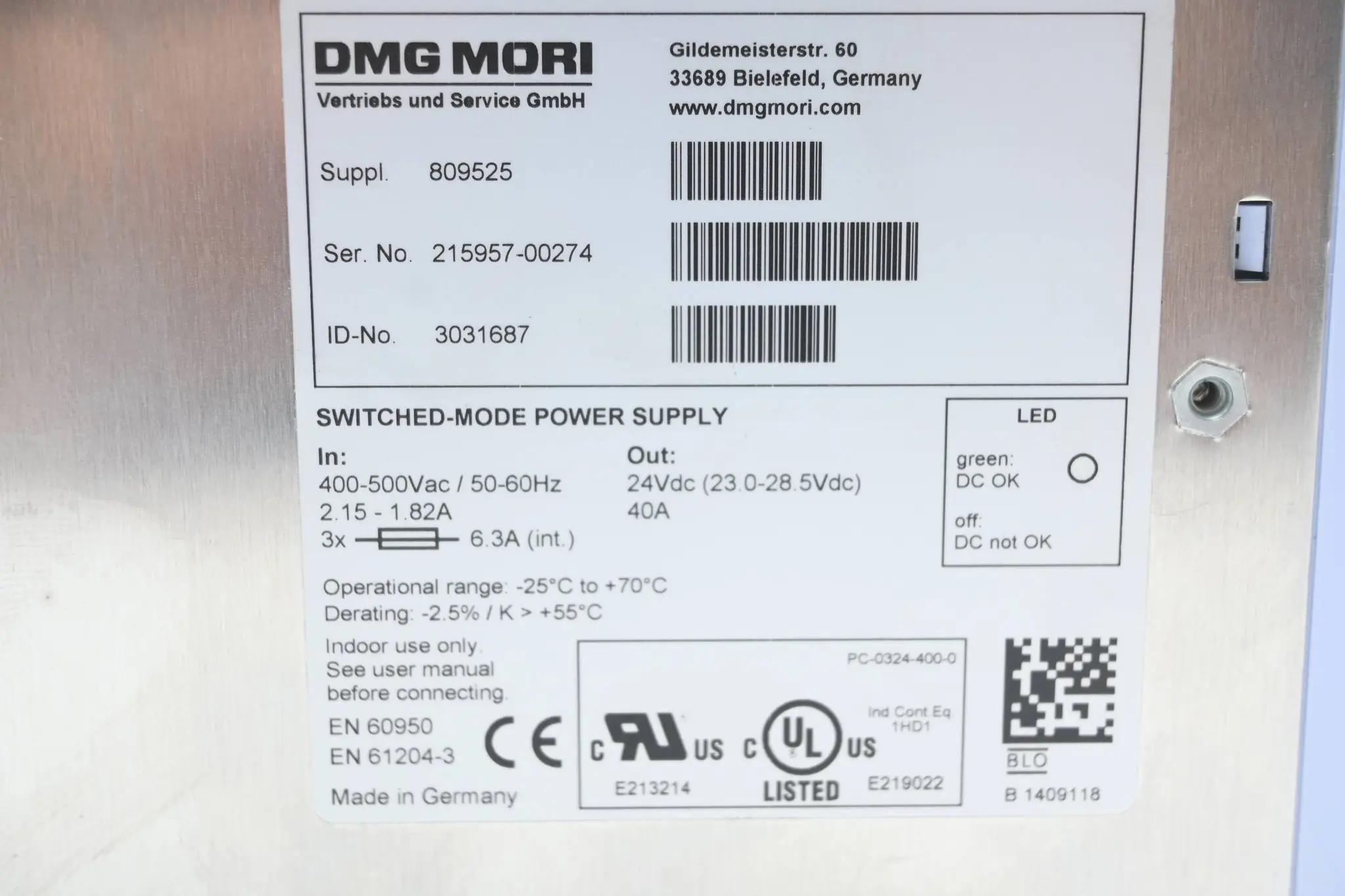Produktfoto 1 von DMG Mori Switched-Mode Power Supply 3031687