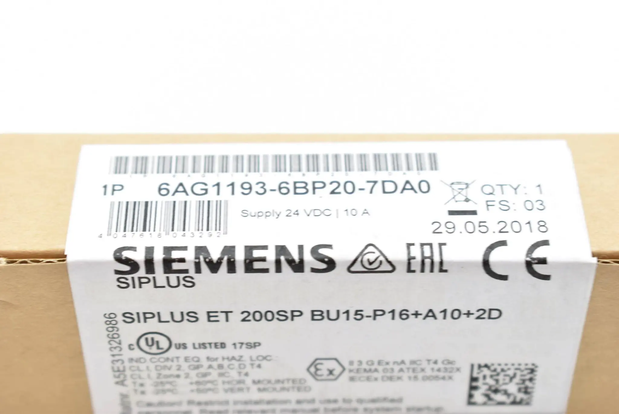 Produktfoto 1 von Siemens siplus ET 200SP 6AG1193-6BP20-7DA0 ( 6AG1 193-6BP20-7DA0 )