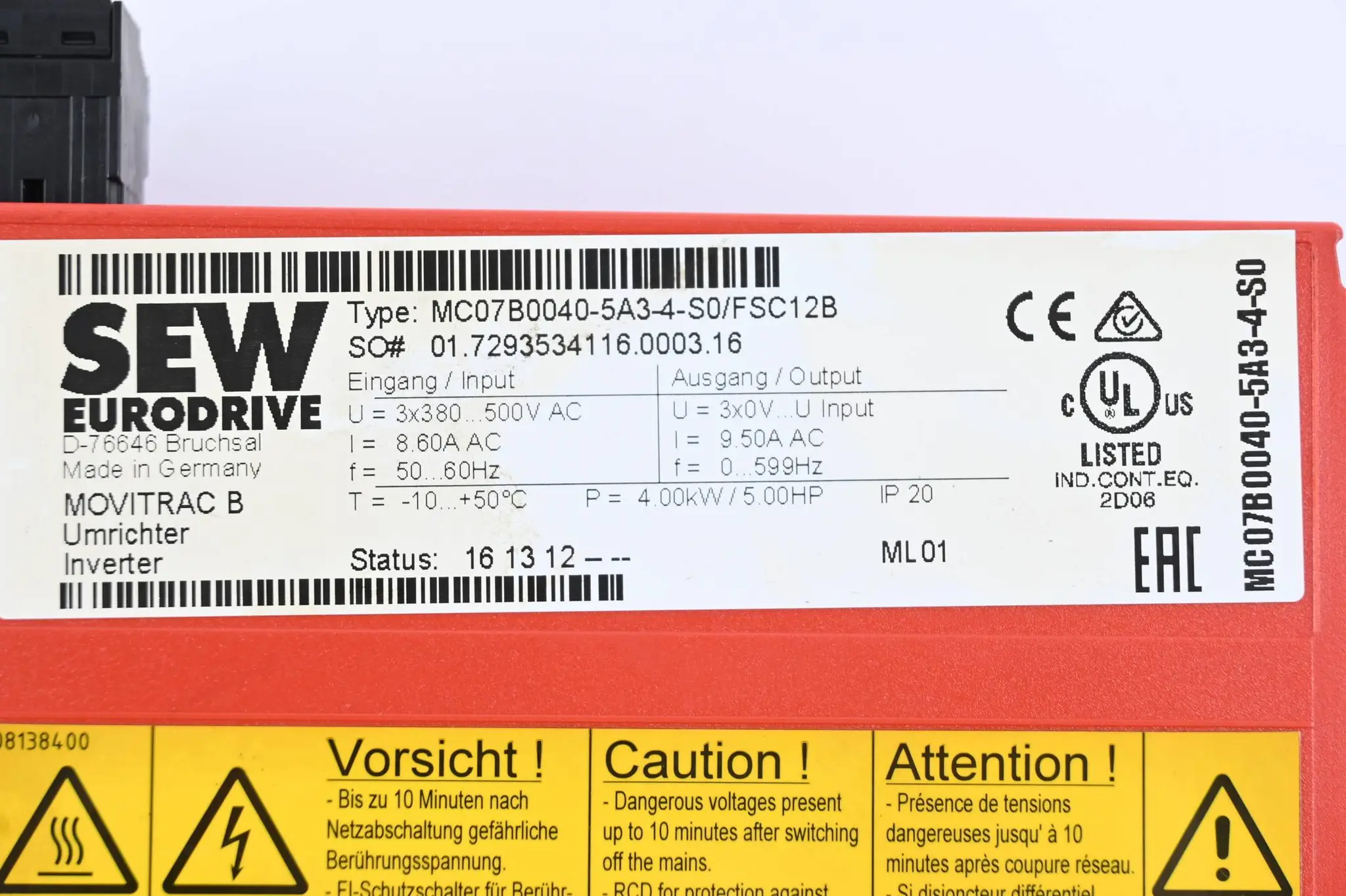 Produktfoto 1 von SEW-Eurodrive Movitrac B Umrichter MC07B0040-5A3-4-S0/FSC12B inkl. FBG11B