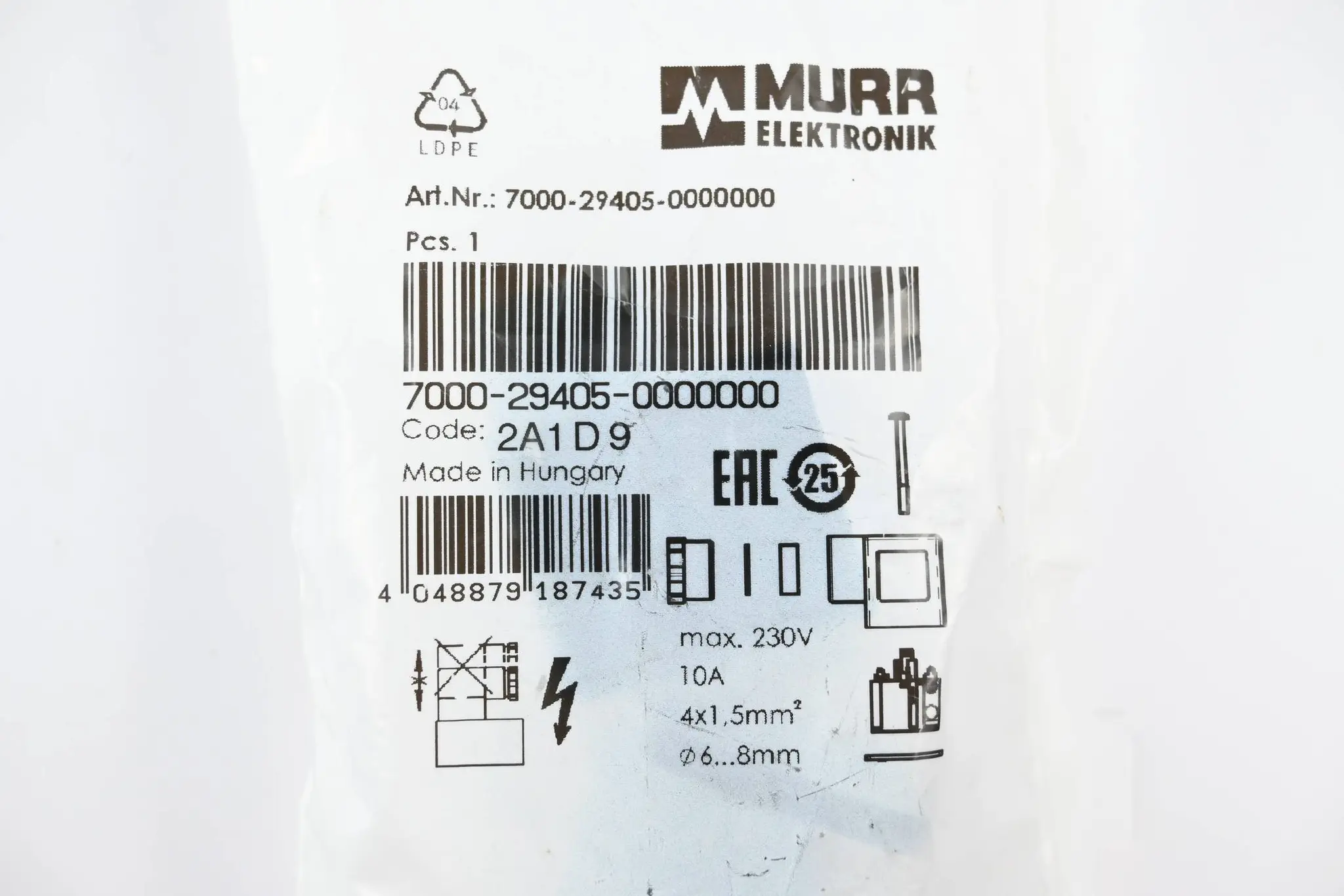 Produktfoto 1 von Murr Elektronik Schraubklemmanschluss 7000-29405-0000000