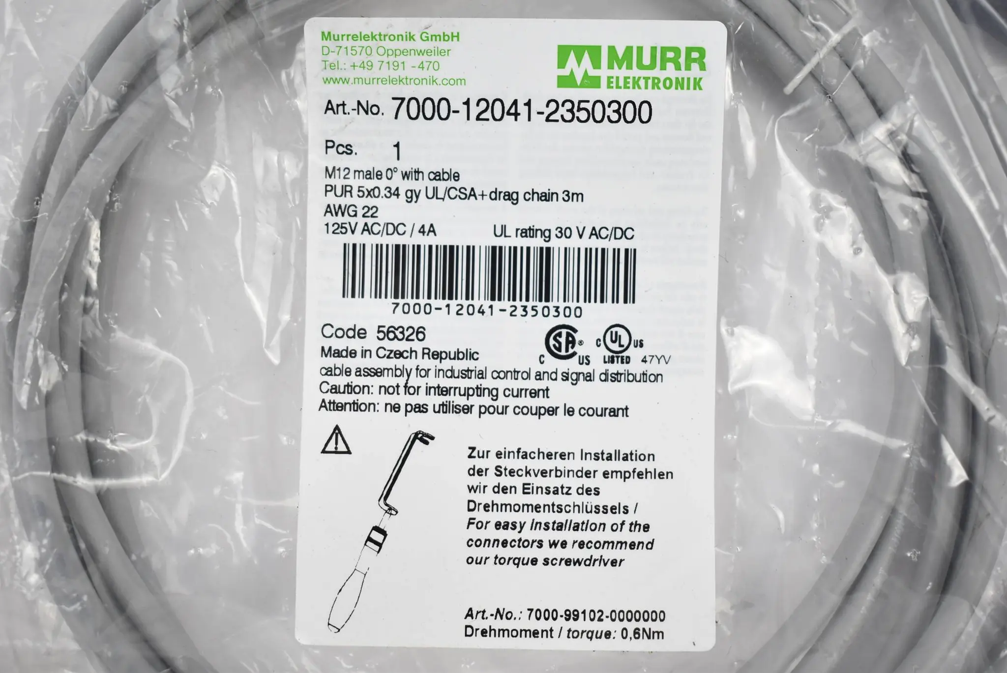 Produktfoto 1 von Murr Elektronik M12 Sensor-Aktor-Kabel 7000-12041-2350300