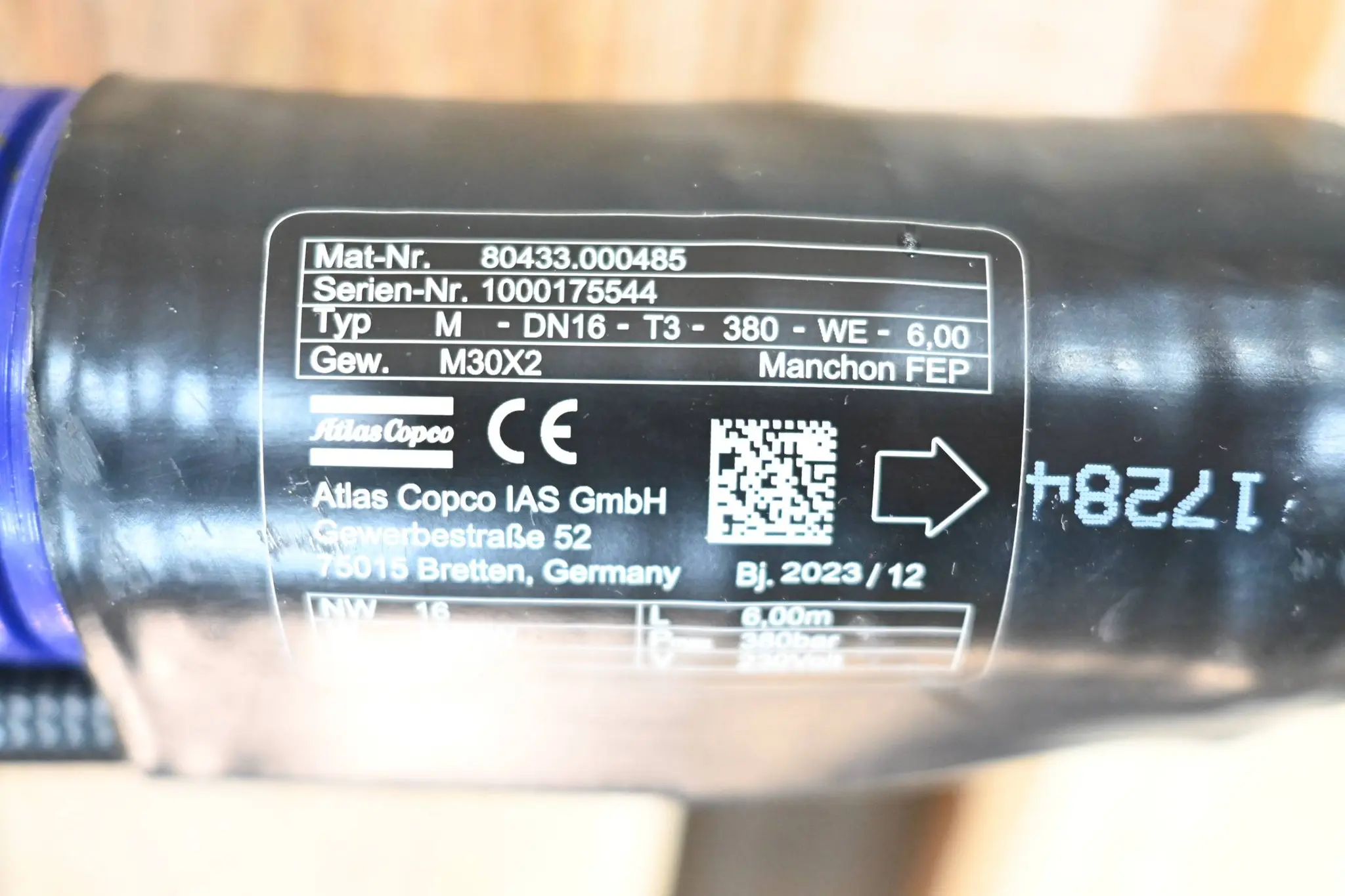 Produktfoto 1 von Atlas Copco Heizschlauch M-DN16-T3-380-WE-6,00 ( 80433.000485 )