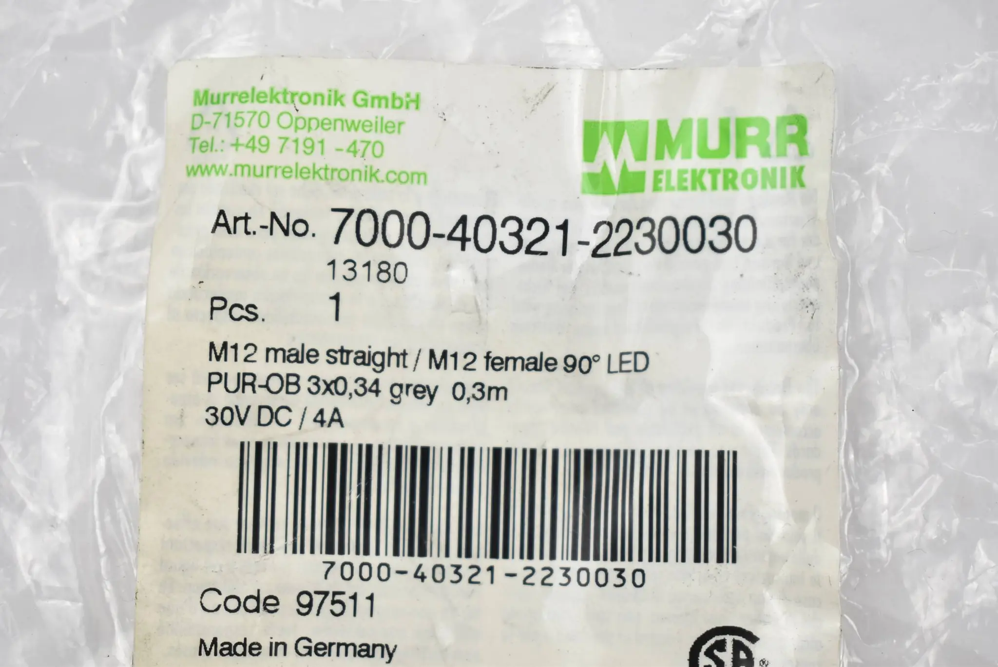 Produktfoto 1 von Murr Elektronik Verbindungsleitung 7000-40321-2230030 ( 13180 ) VE 2 Stück