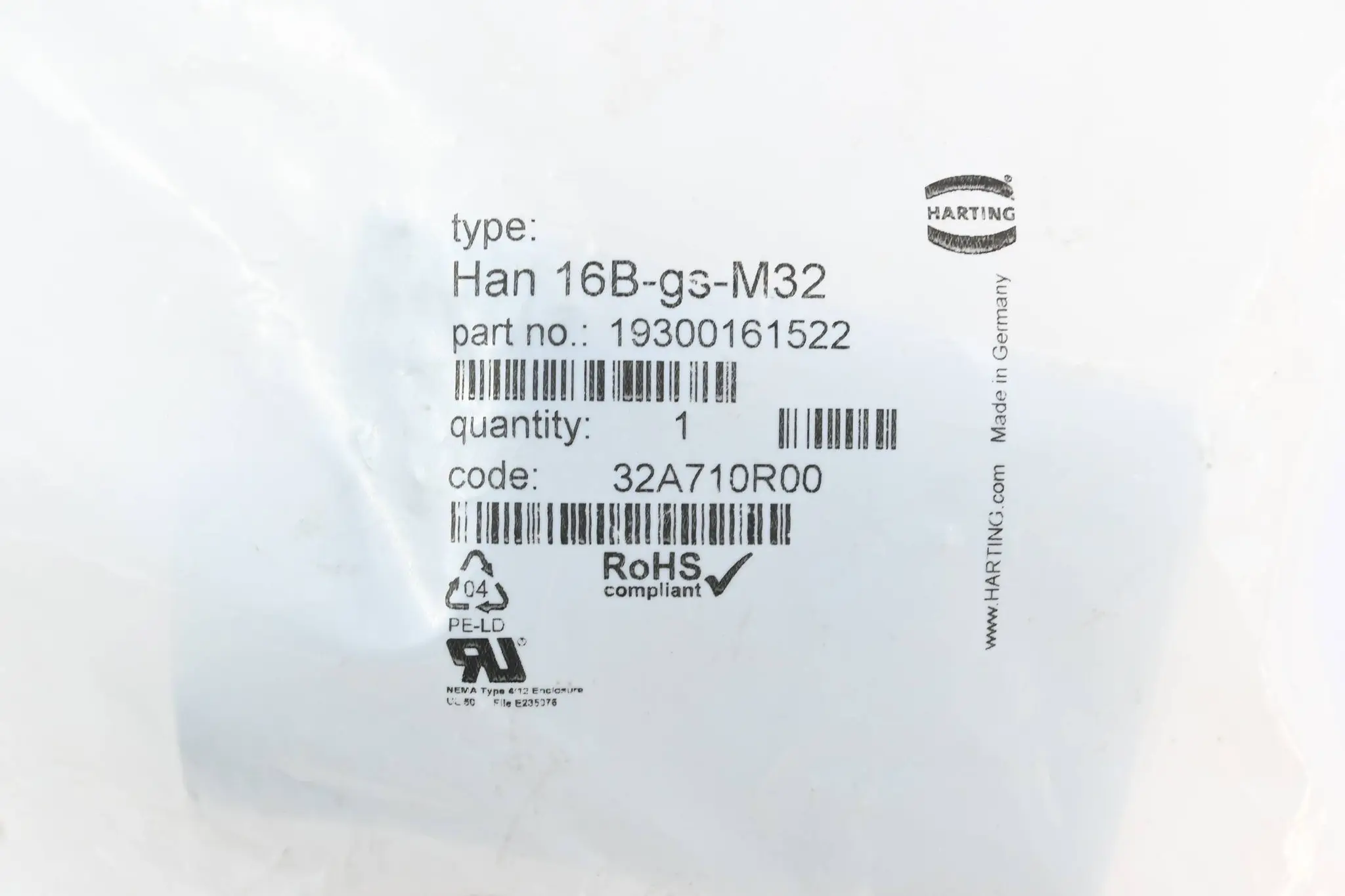 Produktfoto 1 von Harting Tüllengehäuse Han 16B-gs-M32 ( 19300161522 )