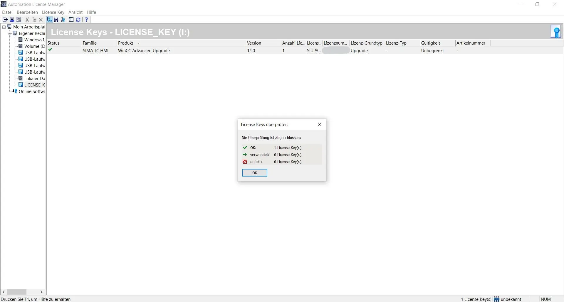 Produktfoto 1 von Siemens simatic floating Lizenz Key USB 6AV2102-3AA04-0AE5 ( 6AV21023AA040AE5 )