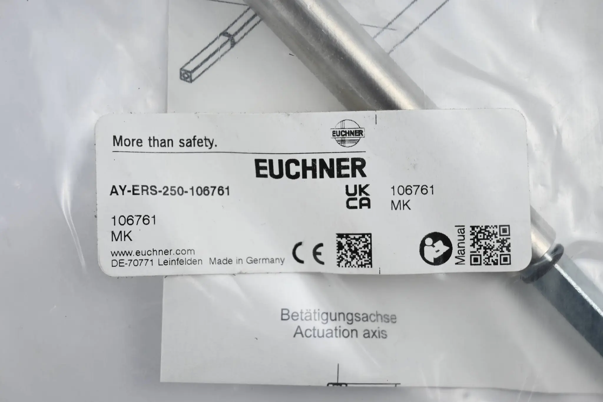 Produktfoto 1 von Euchner verlängerte Betätigungsachse 250mm AY-ERS-250-106761 (106761 )