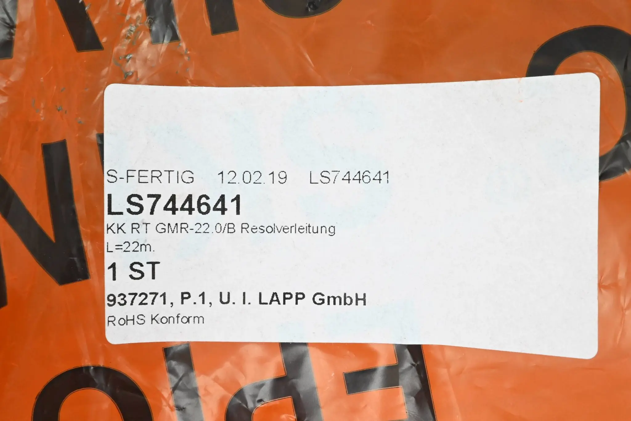 Produktfoto 1 von Lappkabel Resolverleitung KK RT GMR-22.0/B ( LS744641 )