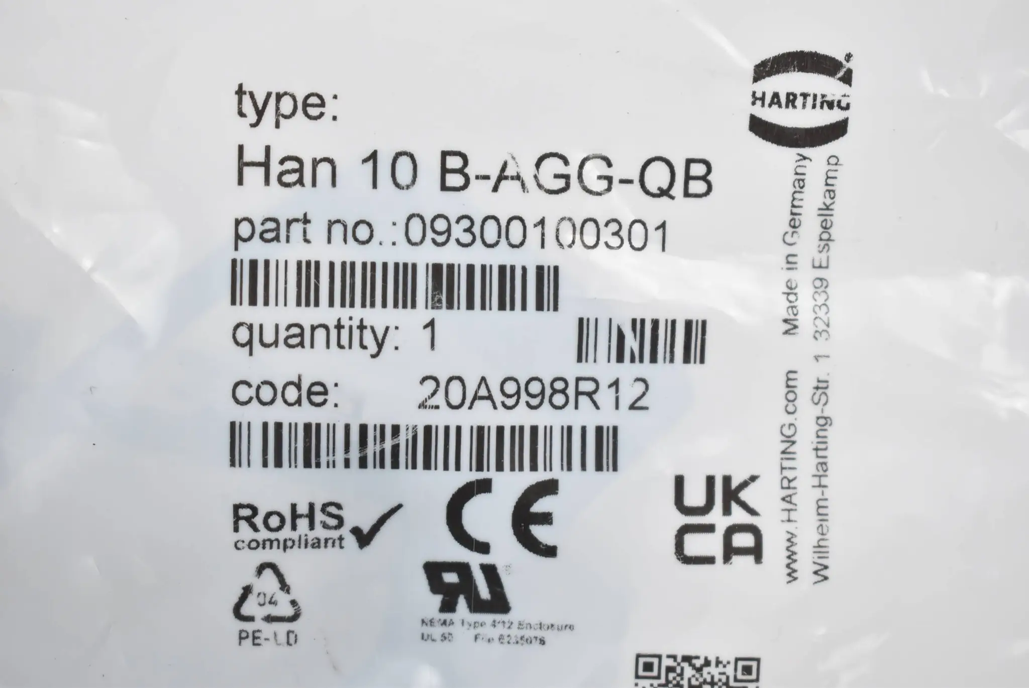 Produktfoto 1 von Harting Anbaugehäuse Han 10 B-AGG-QB ( 09300100301 )