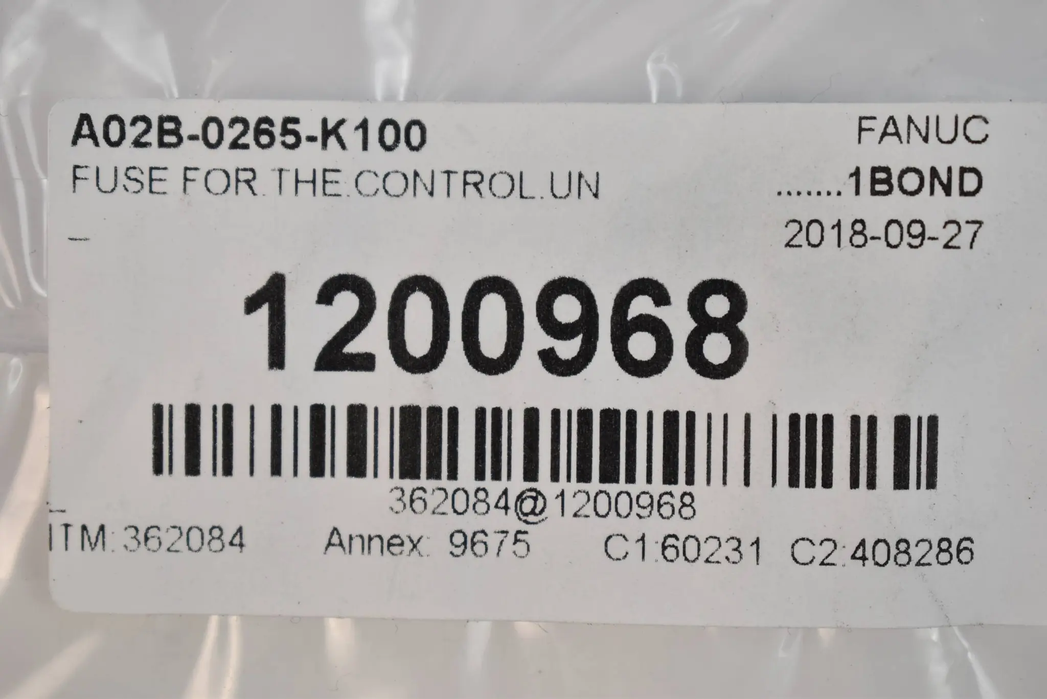 Produktfoto 1 von Fanuc Fuse Sicherung A02B-0265-K100