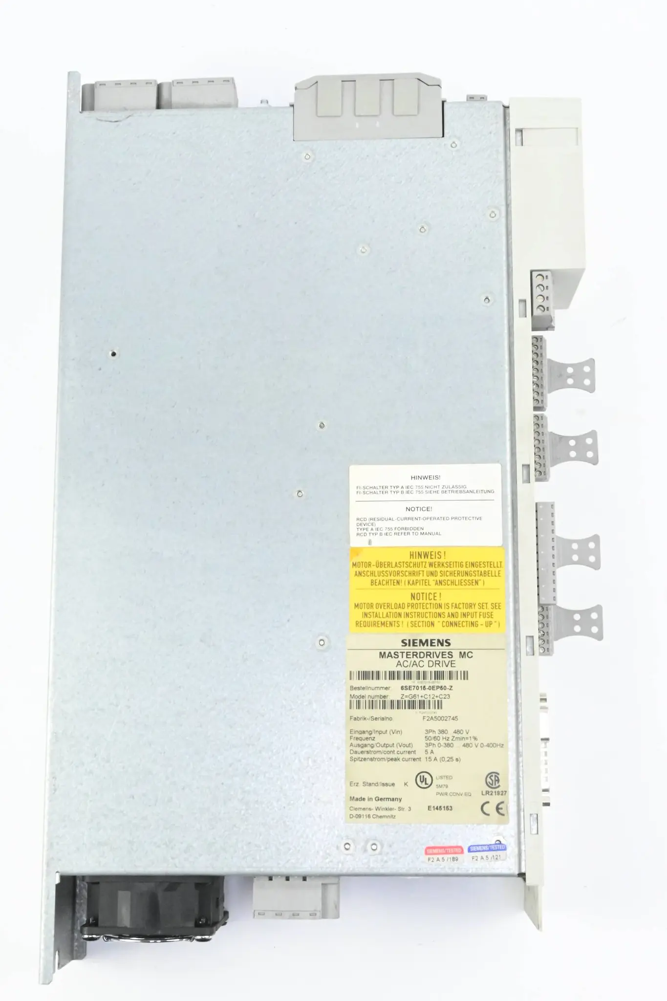 Produktfoto 1 von Siemens Masterdrives MC DC/AC Drive 6SE7015-0EP50-Z ( Z= G61 + C12 + C23 ) E.K