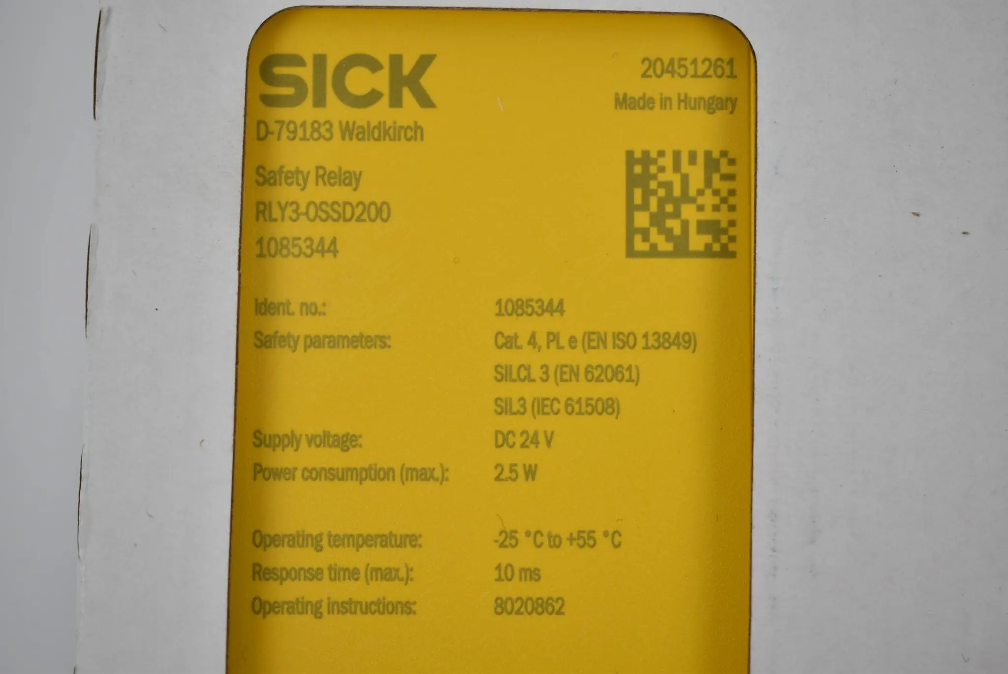 Produktfoto 1 von SICK Sicherheitsrelais RLY3-0SSD200 ( RLY3-OSSD200 ) 1085344