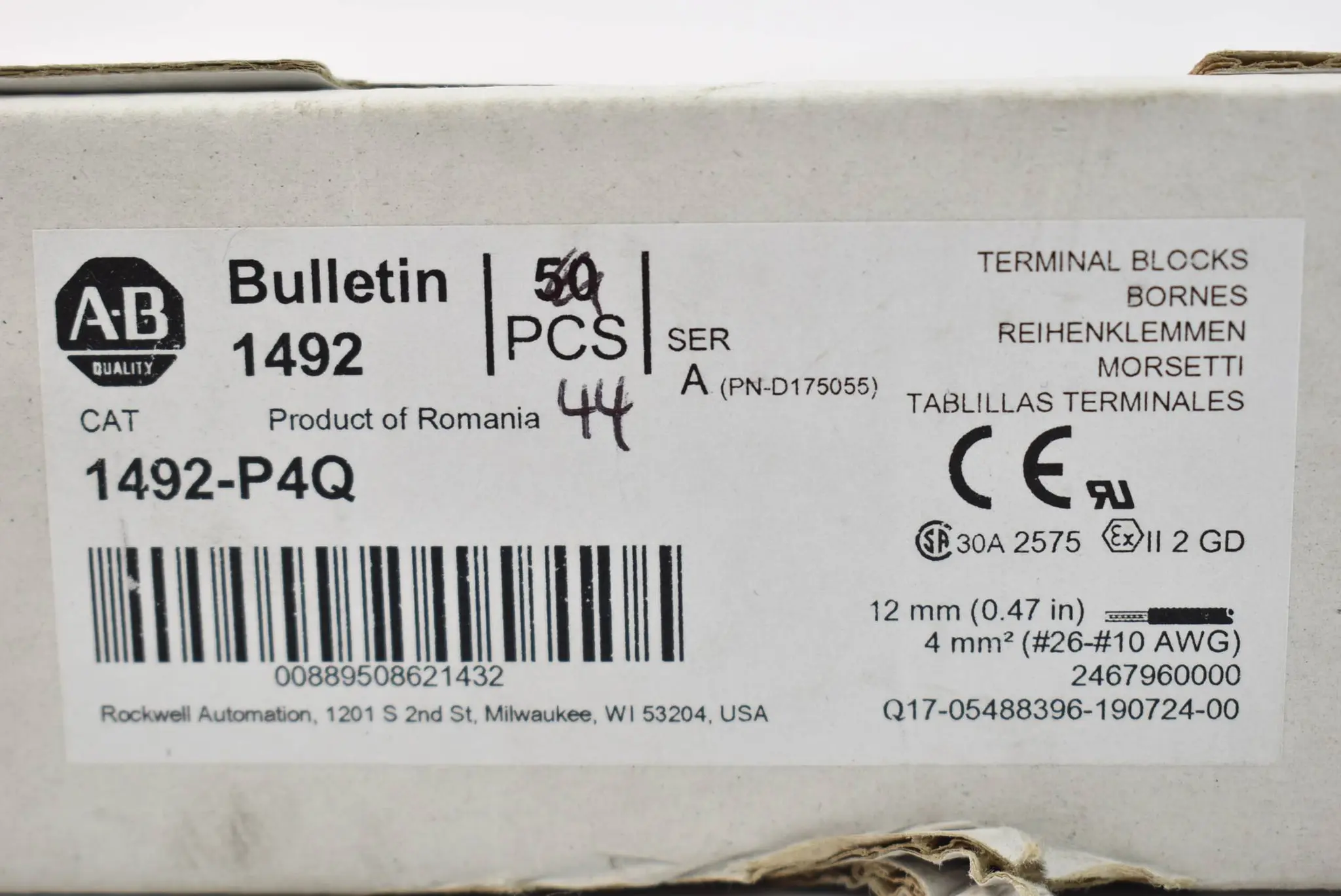 Produktfoto 1 von Allen-Bradley Reihenklemmen 1492-P4Q 48 Stück