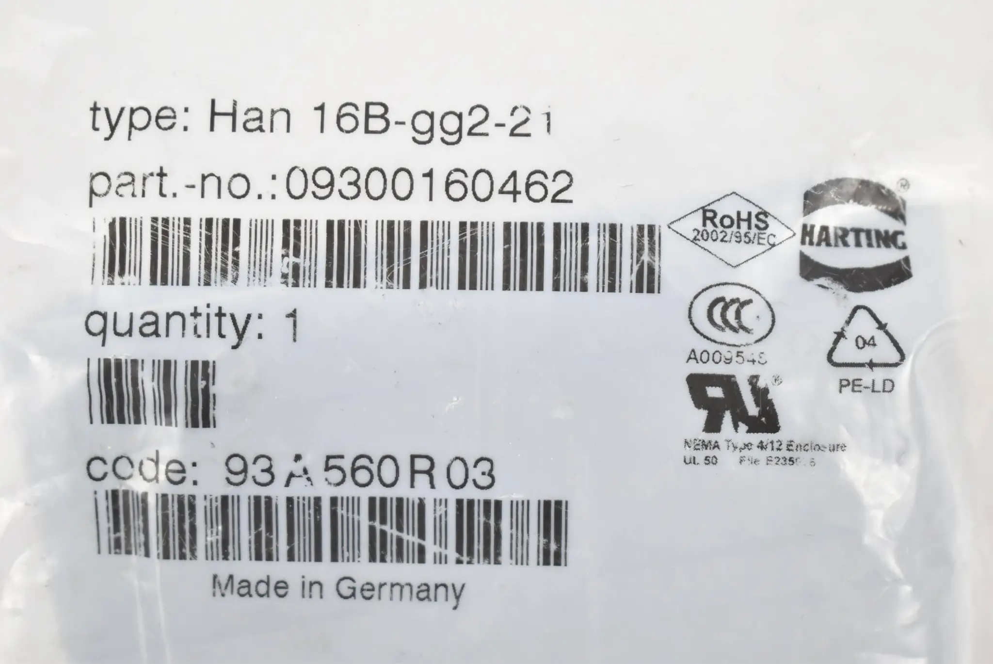 Produktfoto 1 von Harting Tüllengehäuse Han 16B-gg2-21 ( 09300160462 )