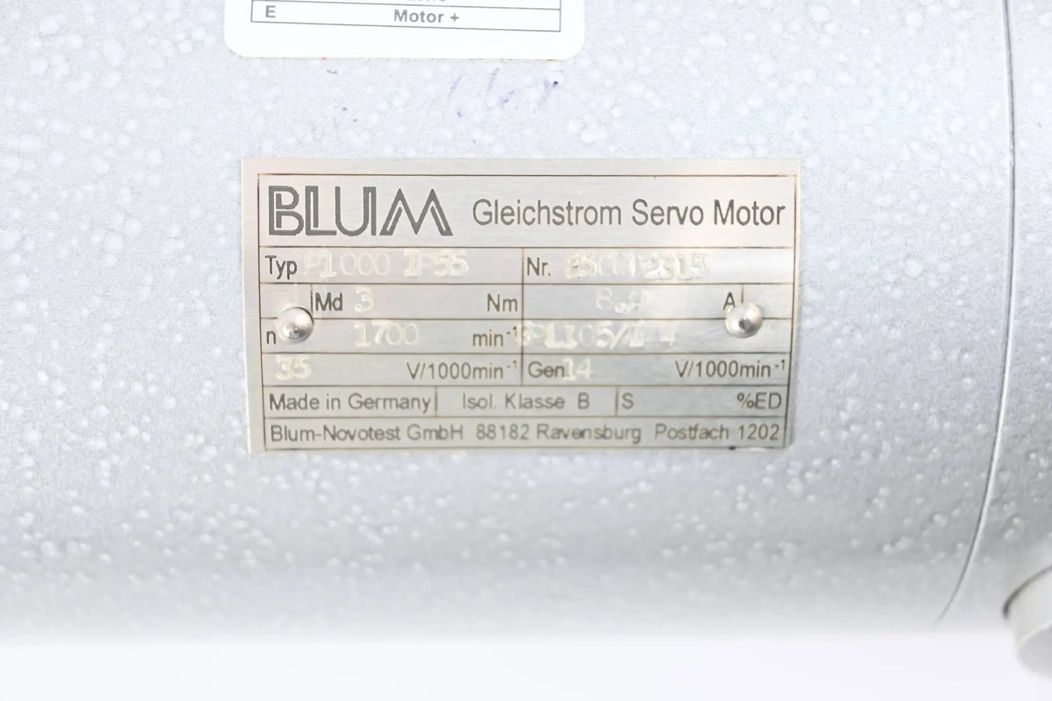 Produktfoto 1 von Blum Gleichstrom Servo Motor P1000 IP55 inkl. Planetengetriebe GPL 105-1/4:1