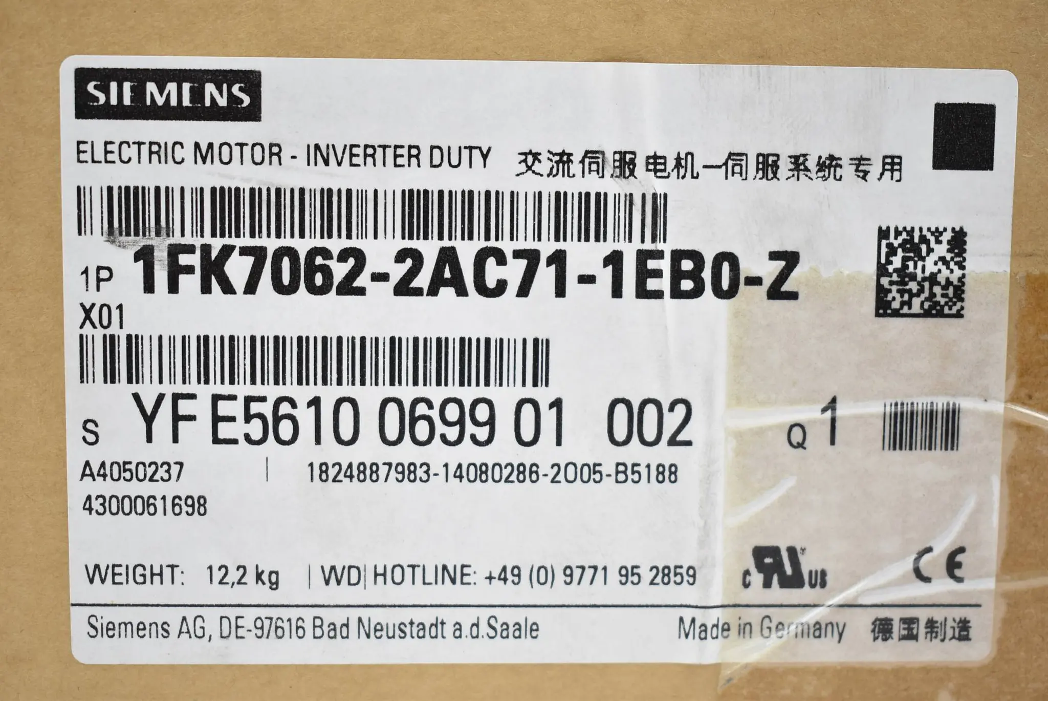 Produktfoto 1 von Siemens Simotics S Synchronmotor 1FK7062-2AC71-1EB0-Z ( 1FK7 062-2AC71-1EB0-Z )