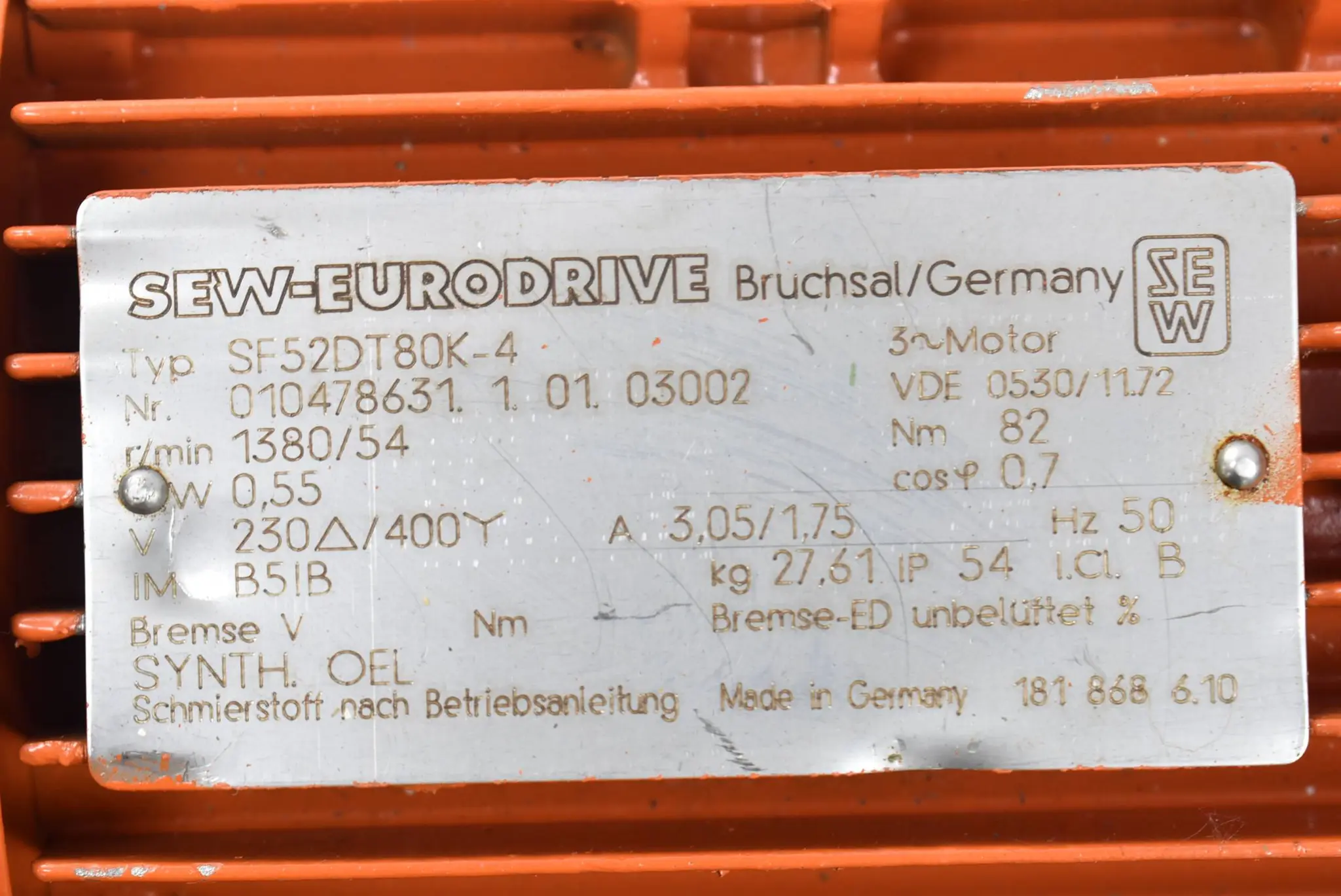 Produktfoto 1 von SEW-Eurodrive 3~ Getriebemotor SF52DT80K-4 ( SF52 DT80K-4 ) 0,55 kW