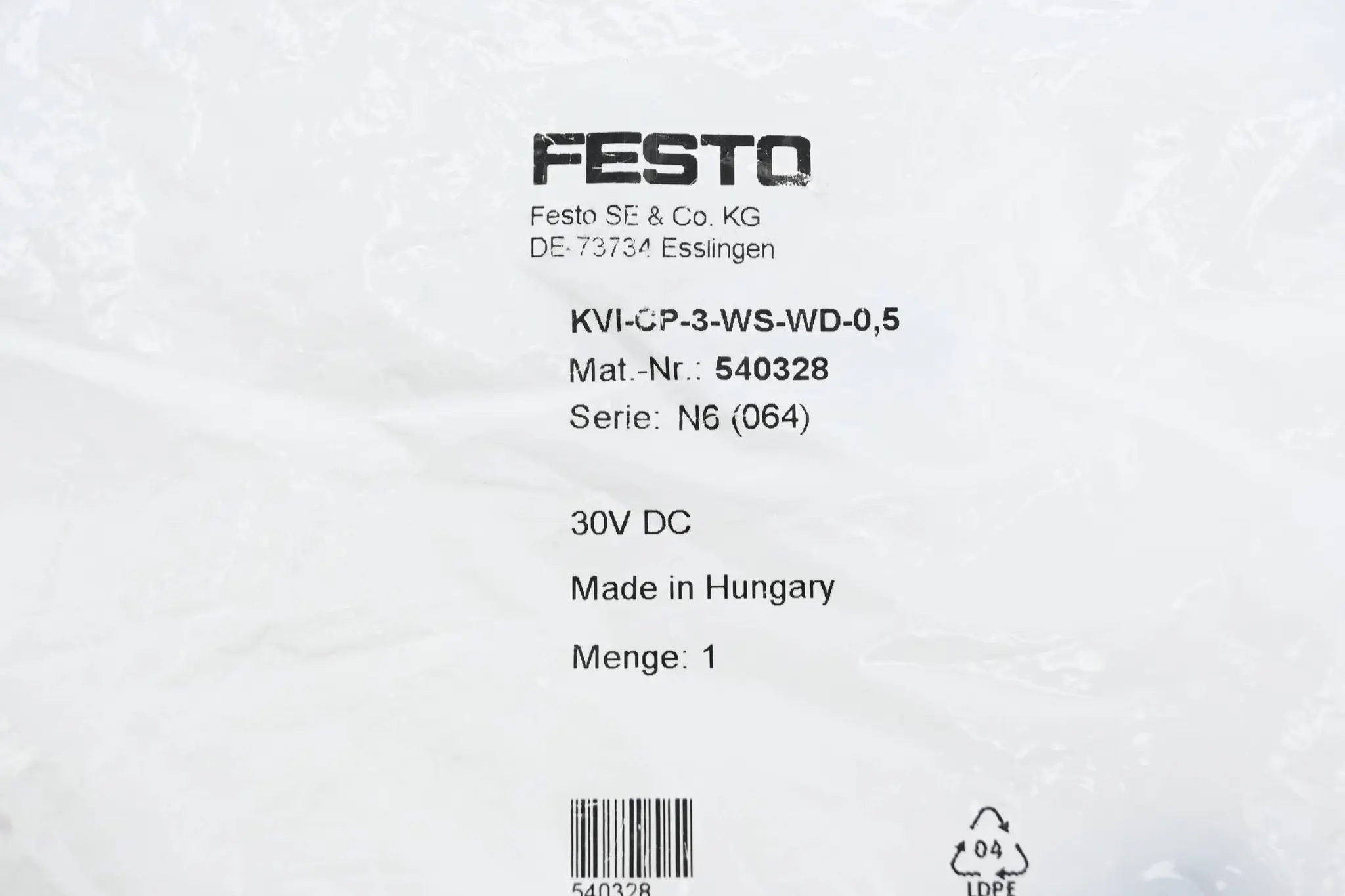 Produktfoto 1 von Festo Verbindungsleitung KVI-CP-3-WS-WD-0,5 ( 540328 )