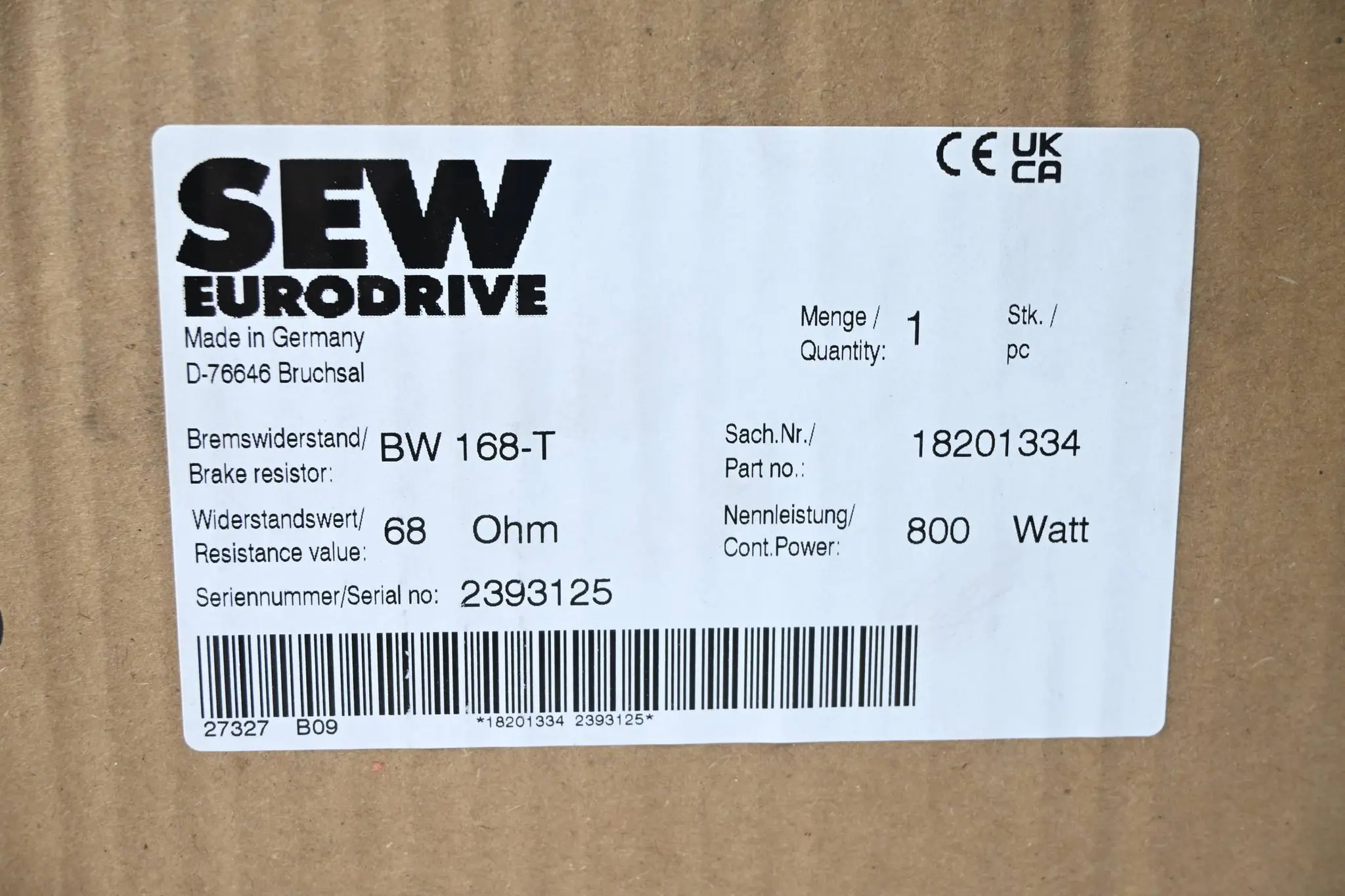 Produktfoto 1 von SEW-Eurodrive Bremswiderstand BW 168-T ( 18201334 )