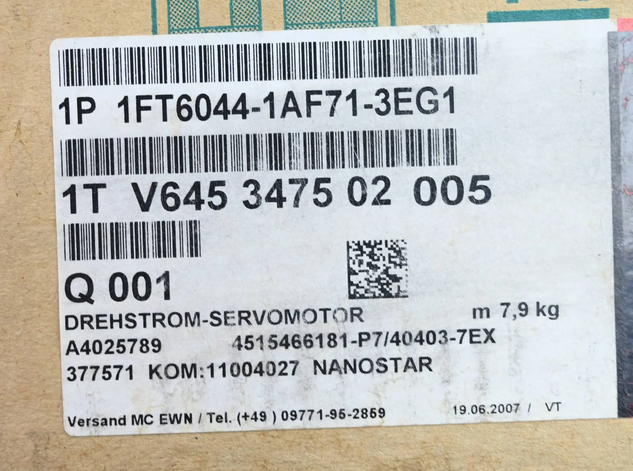 Produktfoto 1 von Siemens Simotics S Synchronservomotor 1FT6044-1AF71-3EG1 ( 1FT6 044-1AF71-3EG1 )