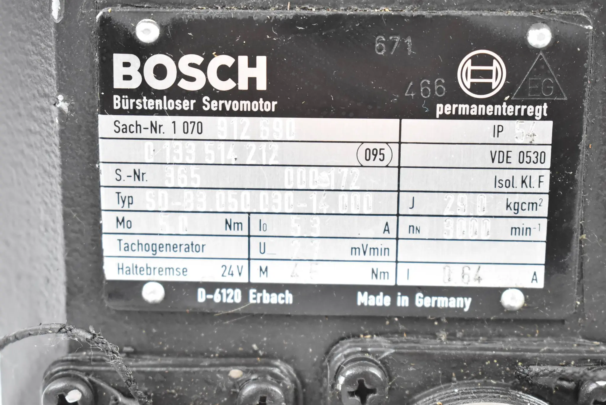 Produktfoto 1 von Bosch Servomotor 5,0Nm 5,3A 3000rpm SD-B3.050.030-14.000