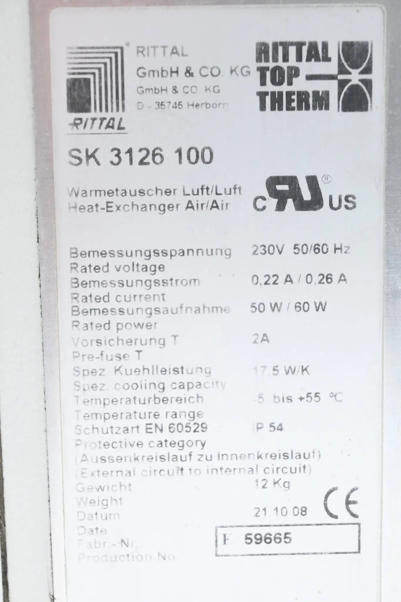 Produktfoto 1 von Rittal Wärmetauscher Luft/Luft SK 3126 100 ( SK3126100 )