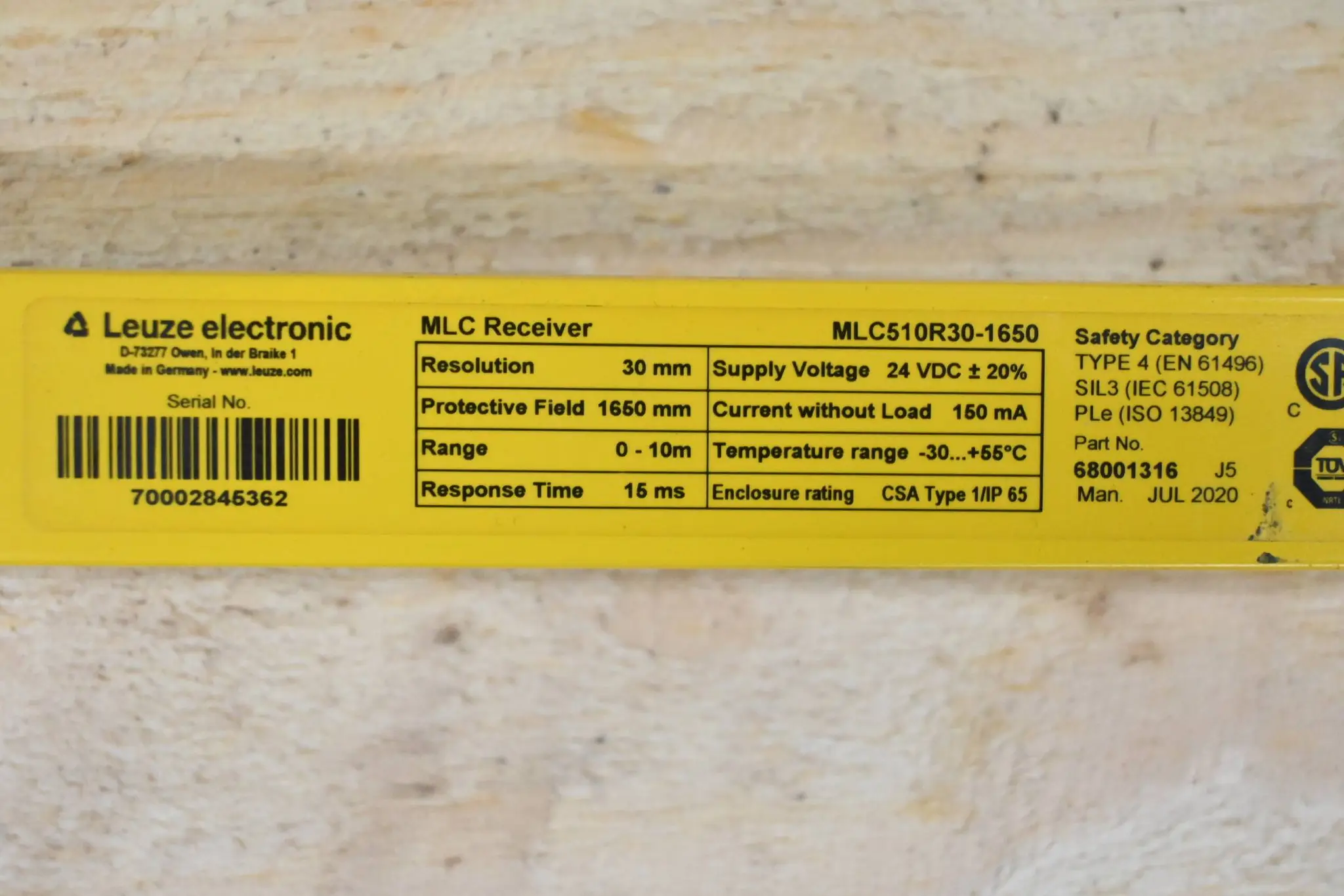 Produktfoto 1 von Leuze Electronic Sicherheitslichtvorhang Empfänger MLC510R30-1650 ( 68001316 )