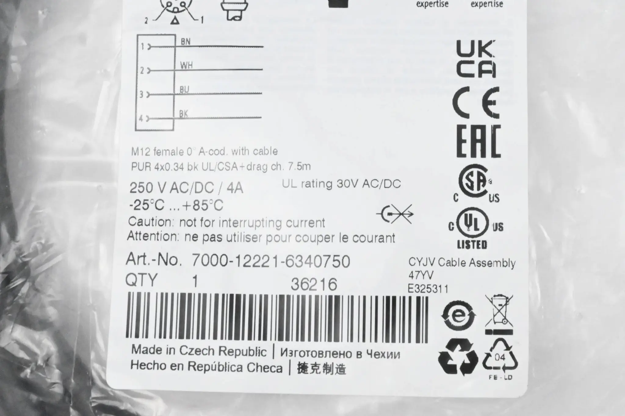 Produktfoto 1 von Murr Elektronik Steckverbinder 7000-12221-6340750 7,5m