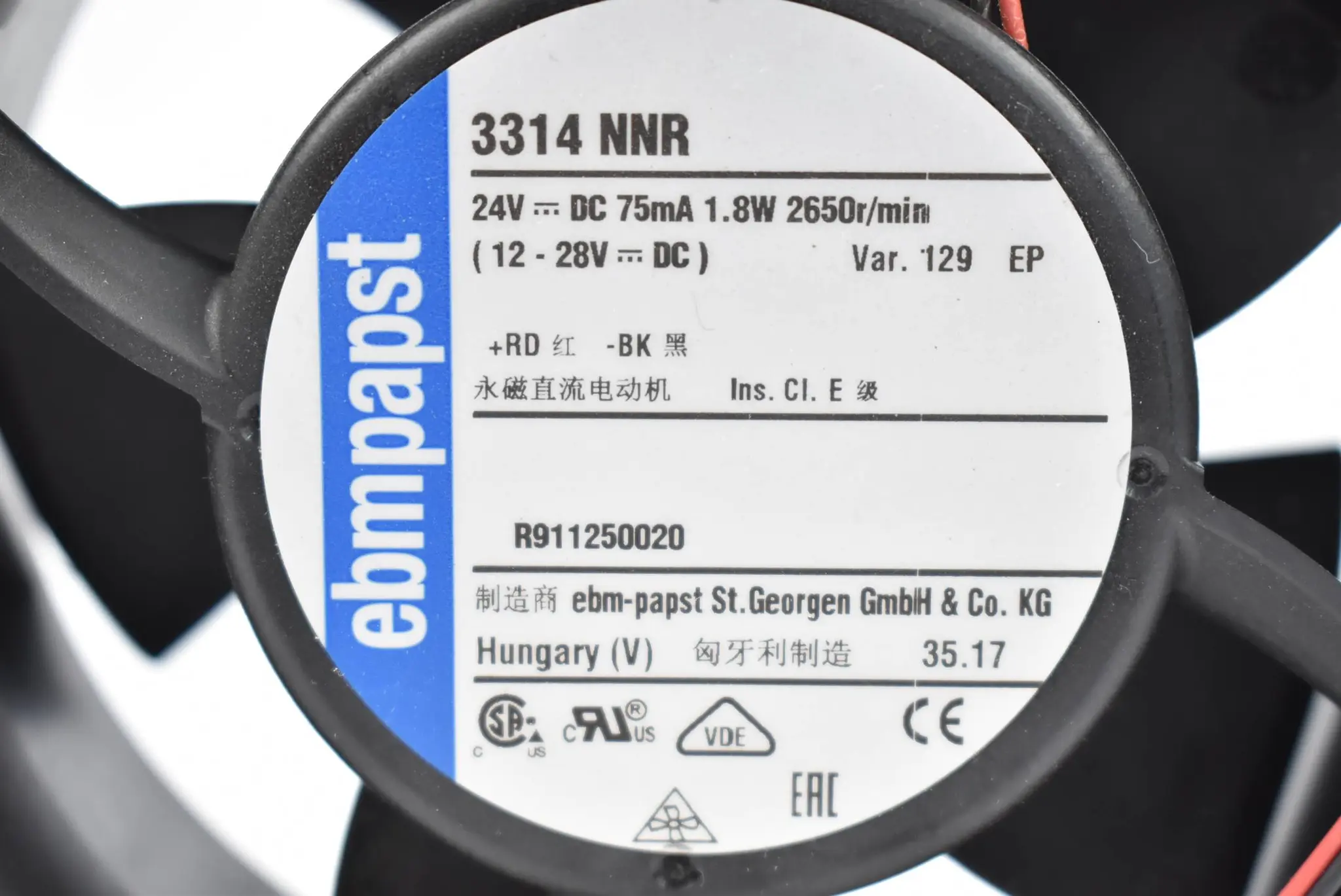 Produktfoto 1 von EBM-Papst Axiallüfter 3314 NNR ( 24V DC 75mA 1,8W 2650r/min. )
