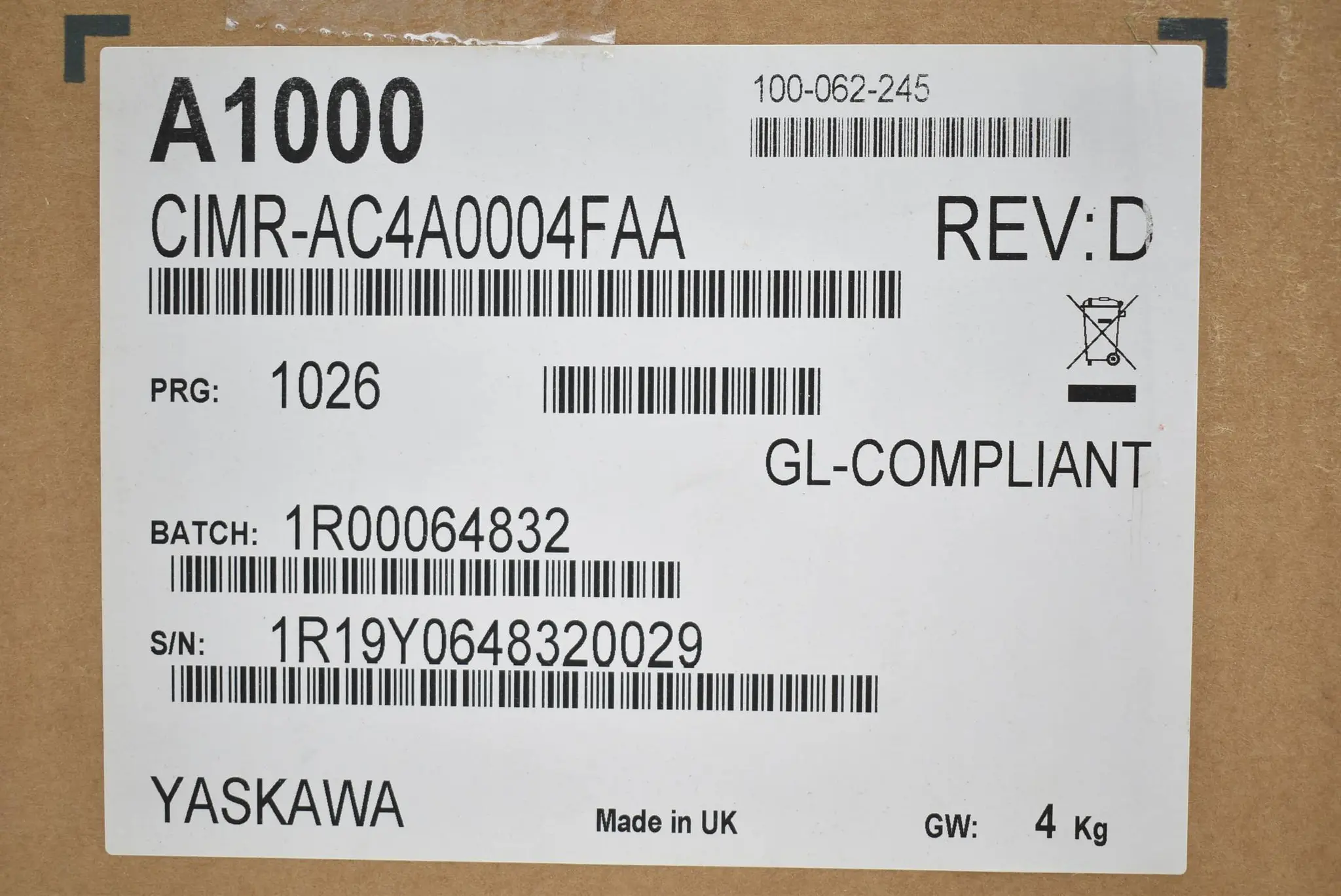 Produktfoto 1 von Yaskawa A1000 Frequenzumrichter CIMR-AC4A0004FAA ( 1,5kW/1,1kW ) Rev. D