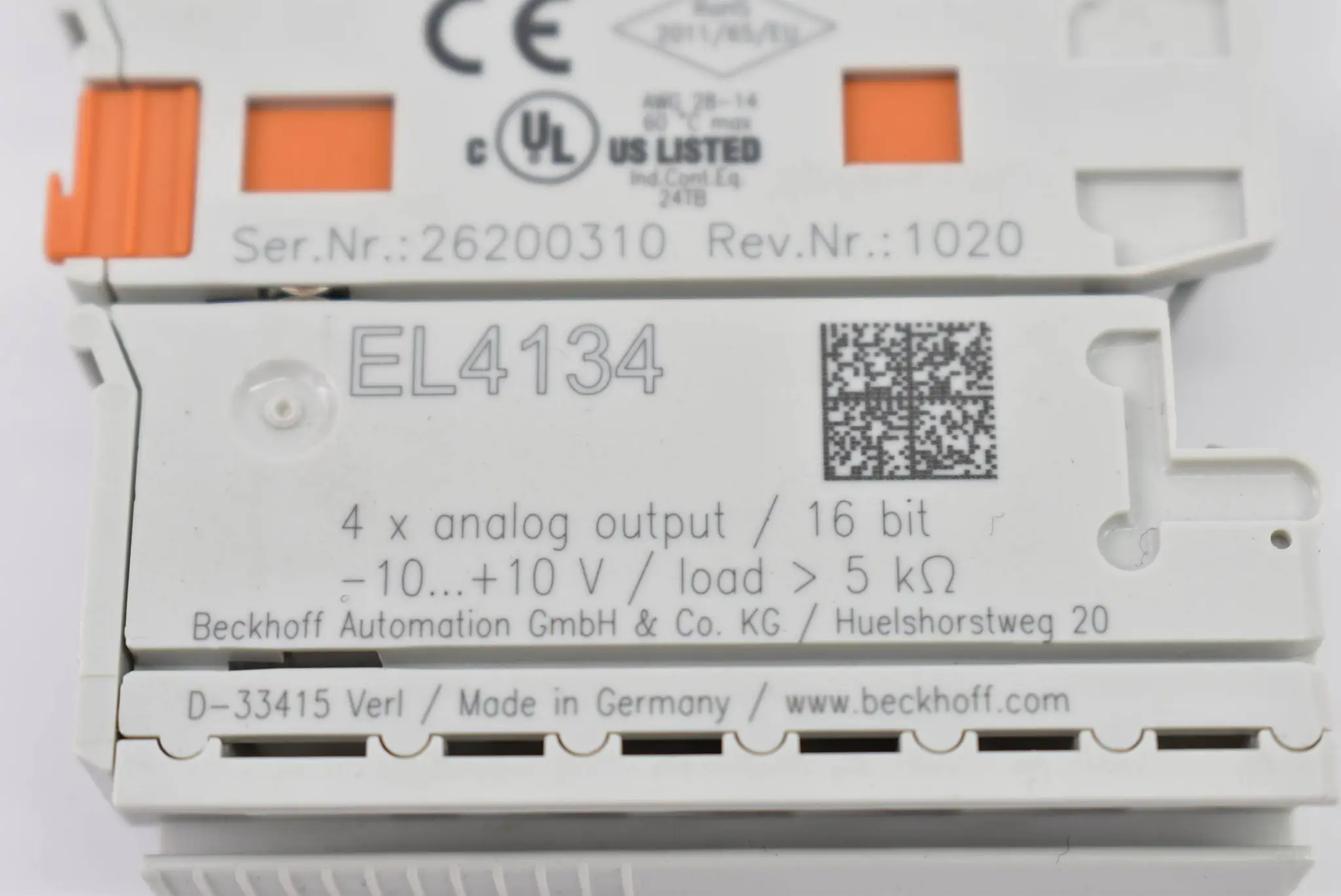 Produktfoto 1 von Beckhoff EtherCAT-Klemme 4-Kanal-Analog-Ausgang 10V 16bit EL4134 ( EL 4134 )