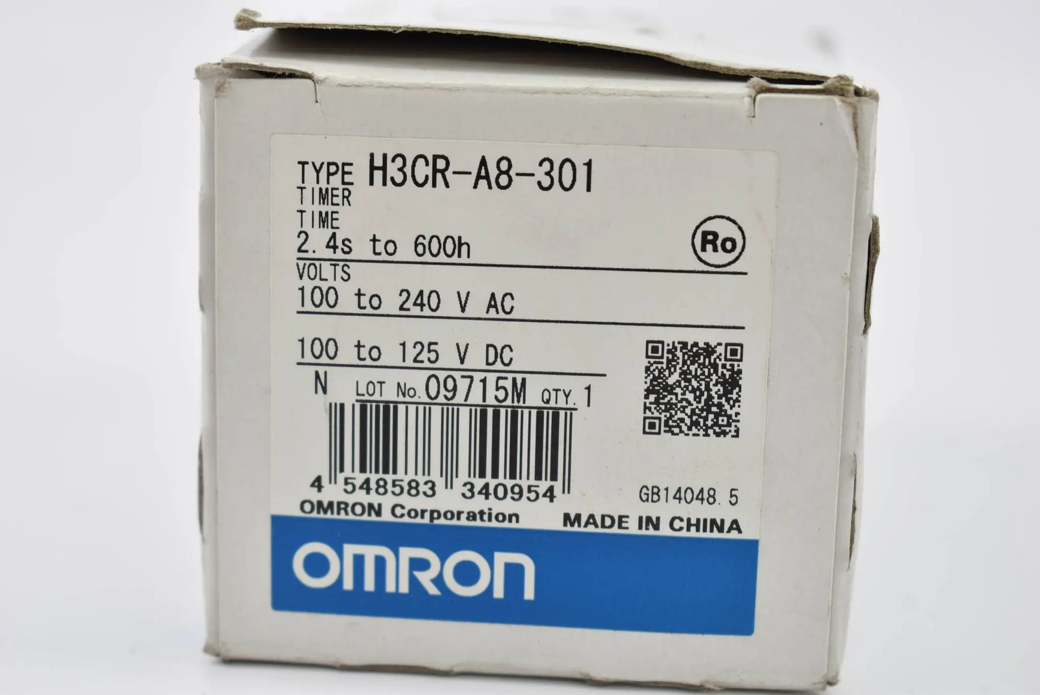 Produktfoto 1 von Omron Timer Zeitrelais 2.4s-600h 100-240VAC H3CR-A8-301 ( 09715M )