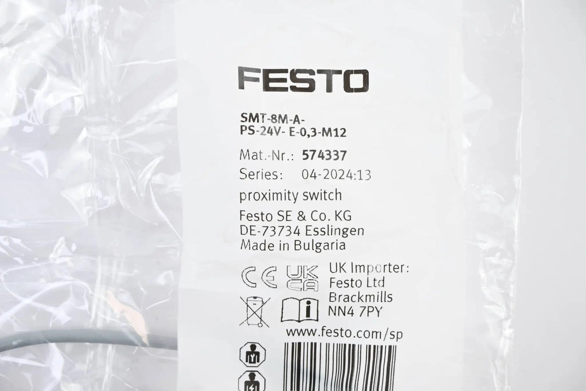 Produktfoto 1 von Festo Näherungsschalter SMT-8M-A-PS-24V-E-0,3-M12 ( 574337 )