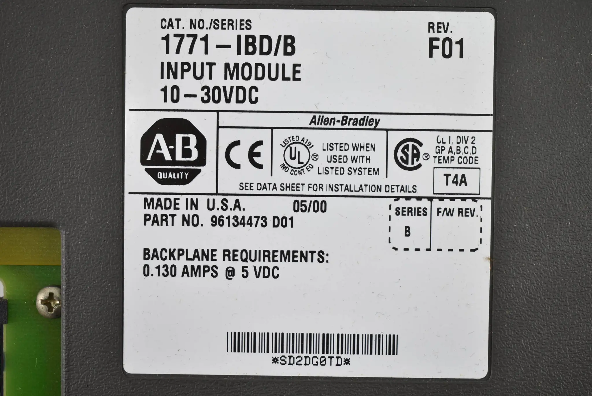 Produktfoto 1 von Allen-Bradley Rockwell Automation input module 10-30 VDC 1771-IBD/B