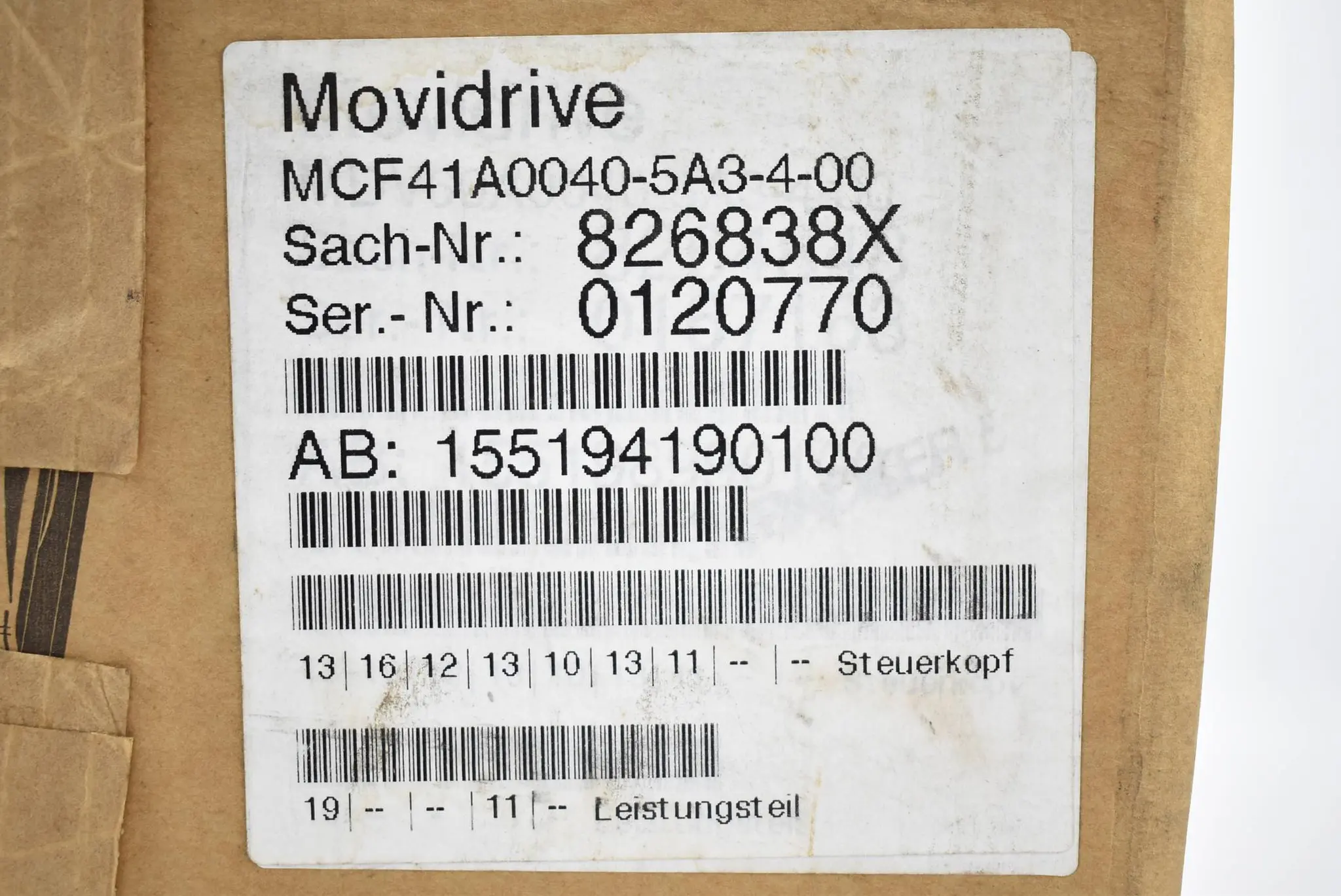 Produktfoto 1 von SEW Eurodrive Movidrive Umrichter Controlunit MCF41A0040-5A3-4-00