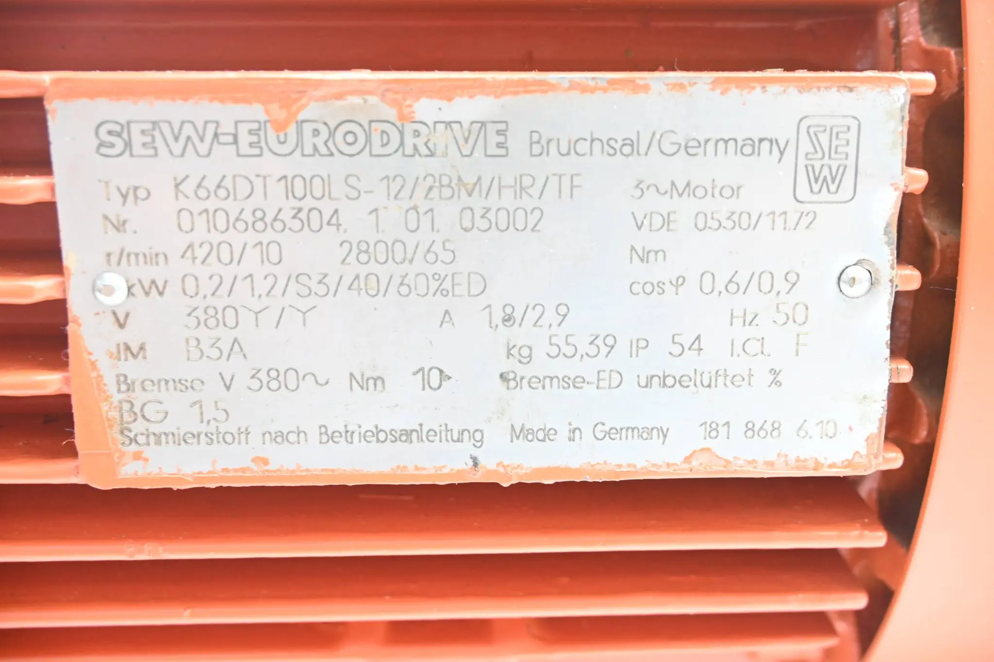Produktfoto 1 von SEW Eurodrive Getriebemotor K66DT100LS-12/2BM/HR/TF ( K66 DT100LS-12/2BM/HR/TF )