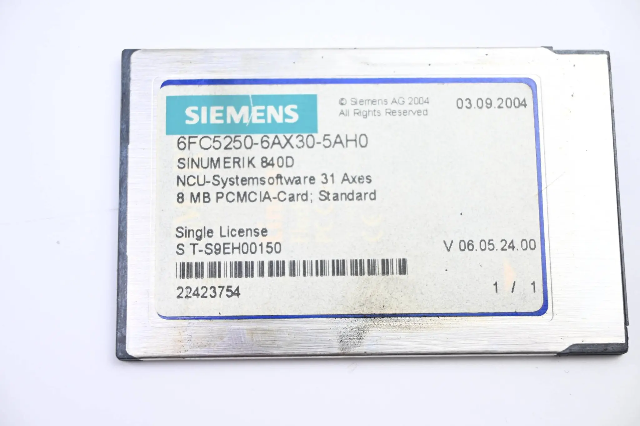 Produktfoto 1 von Siemens Sinumerik CNC-Software 6FC5250-6AX30-5AH0 ( 6FC5 250-6AX30-5AH0 )