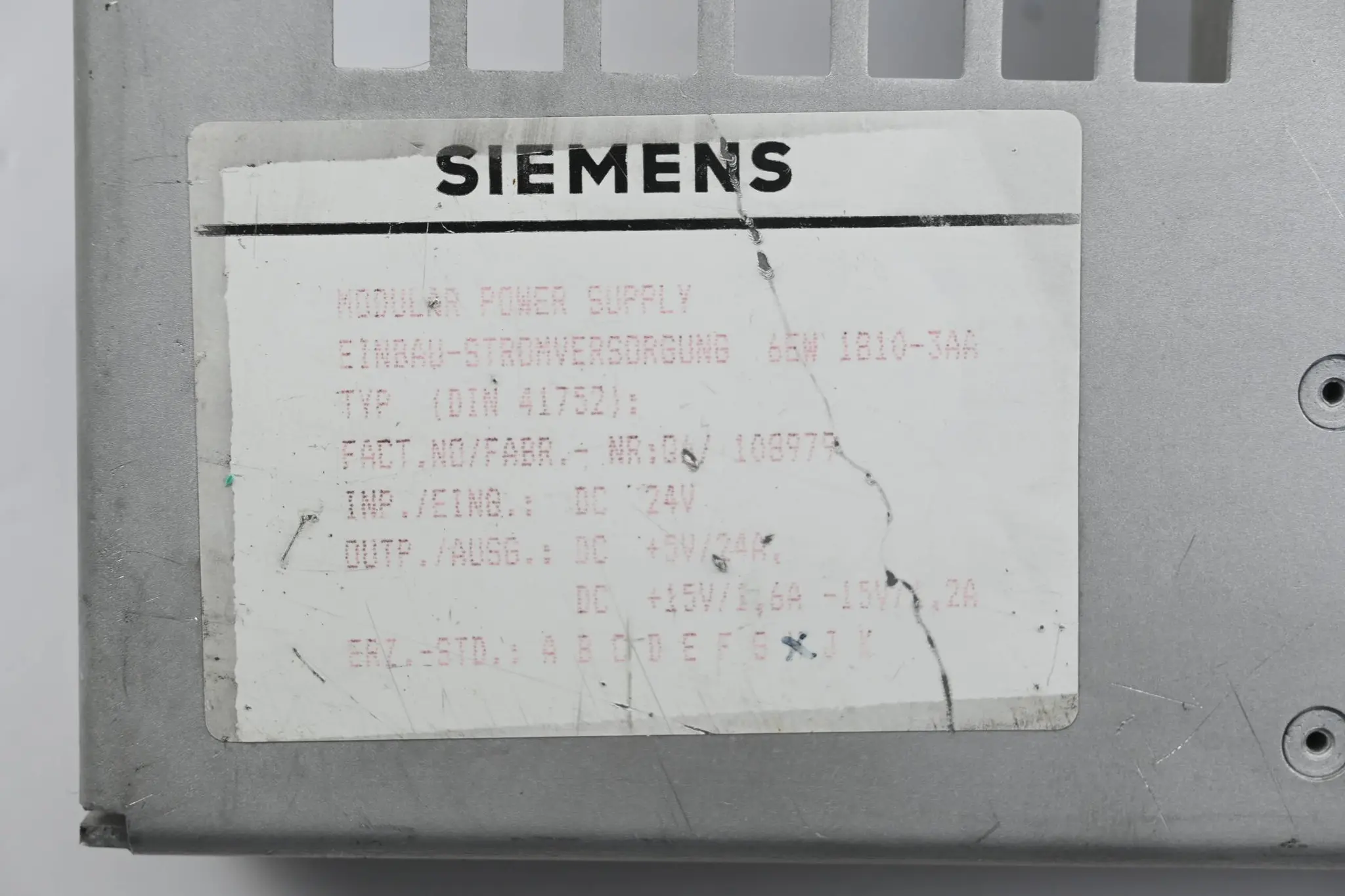 Produktfoto 1 von Siemens Simadyn D Einbau-Stromversorgung 6EW1810-3AA  ( 6EW1 810-3AA ) Ver. H