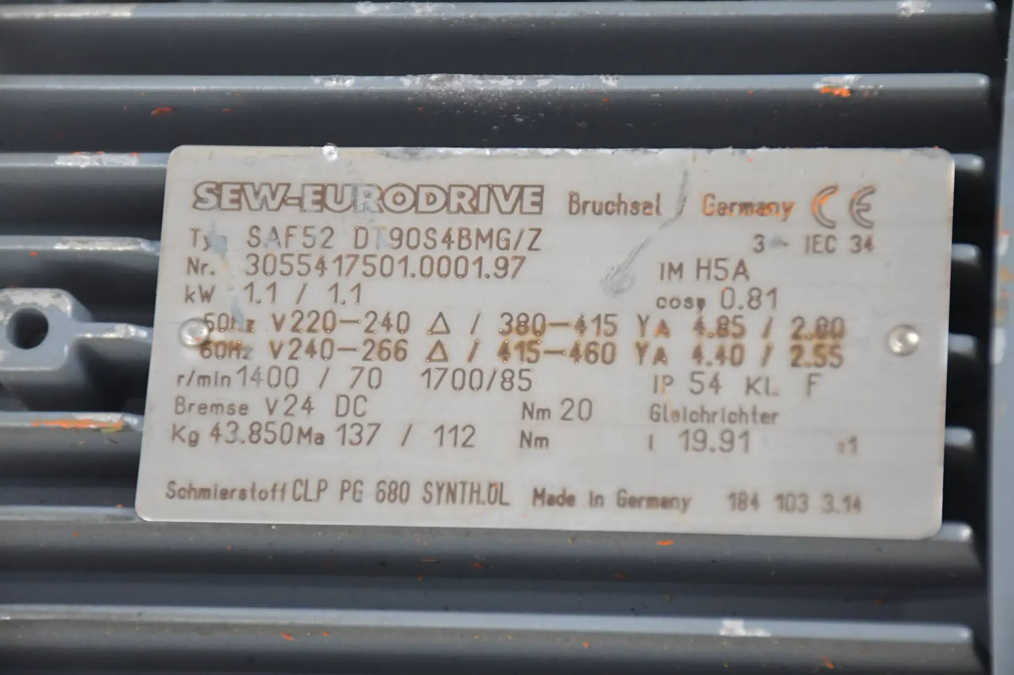 Produktfoto 1 von SEW-Eurodrive Getriebemotor SAF52 DT90S4BMG/Z ( SAF52DT90S4BMG/Z )