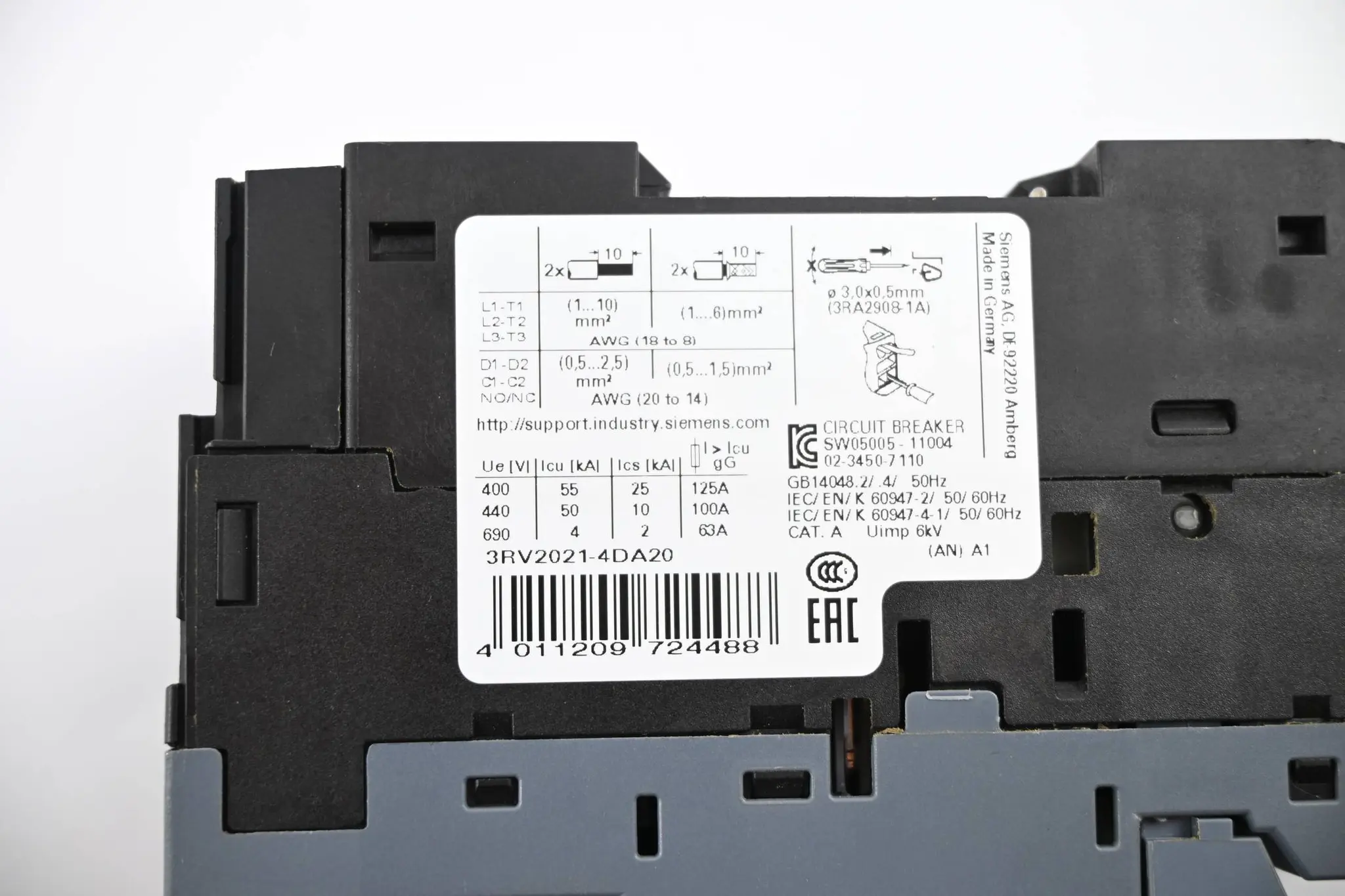 Produktfoto 1 von Siemens Sirius Leistungsschalter 3RV2021-4DA20 ( 3RV2 021-4DA20 )